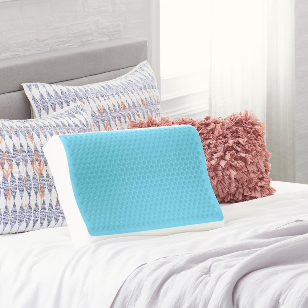 Comfort Revolution Standard Medium Gel Memory Foam Bed Pillow in the Bed  Pillows department at