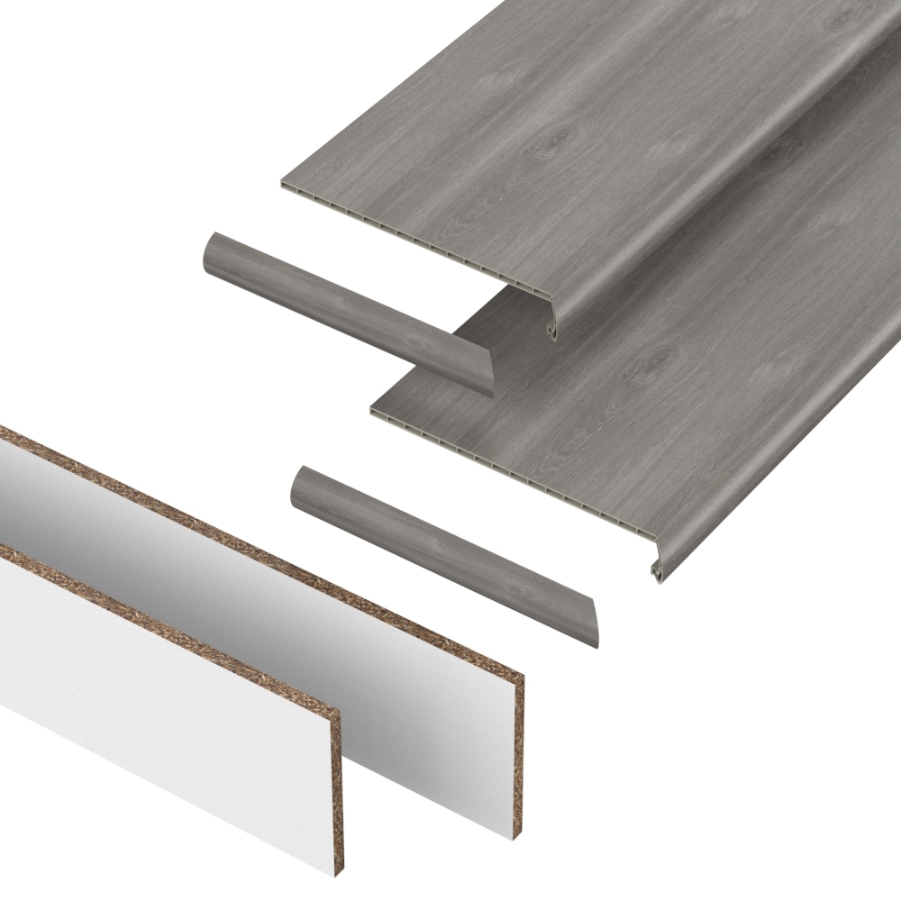 Pergo VTDKS-PR034 StairCraft (2-pack tread and riser kit) 48-in x 12.2-in x 1.73-in Castleton Vinyl Reversible return Bullnose Stair Tread
