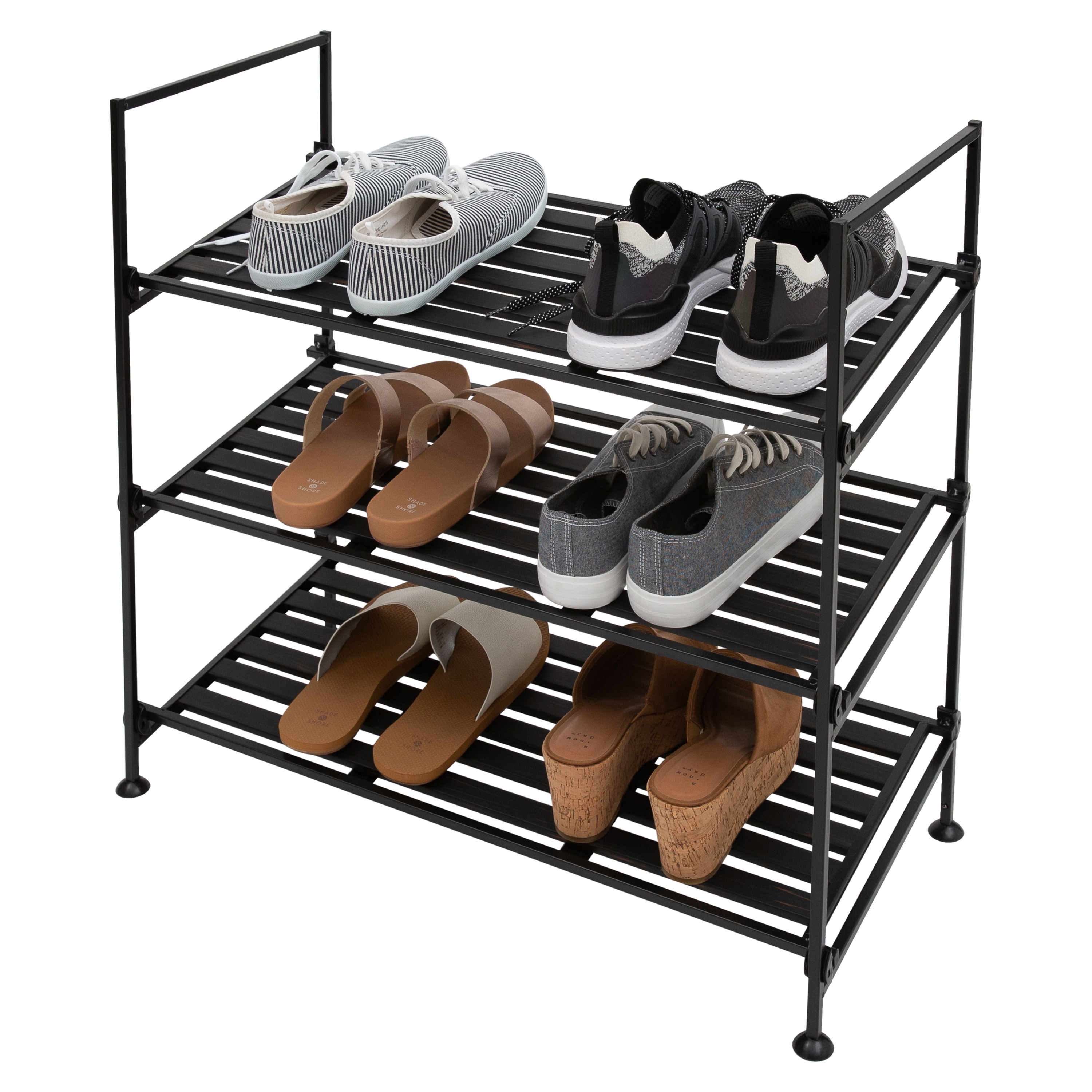 Style Selections 15.9-in H 2 Tier 6 Pair Gray Metal Shoe Rack | SL-213