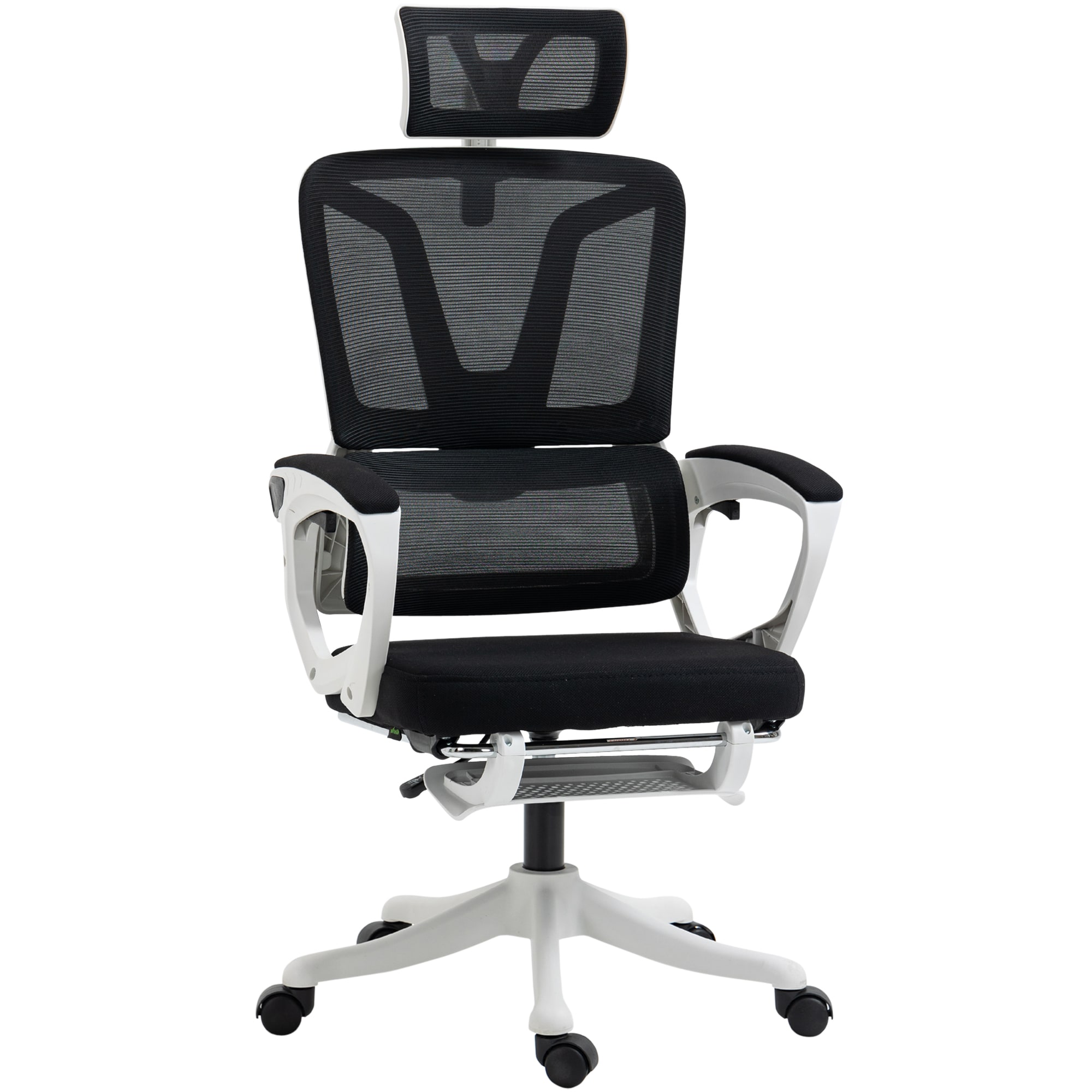 High Back Home Office Chair Black+White Contemporary Ergonomic Adjustable Height Swivel Mesh Desk Chair | - GZMR WF01-LS-029-2-BKOR