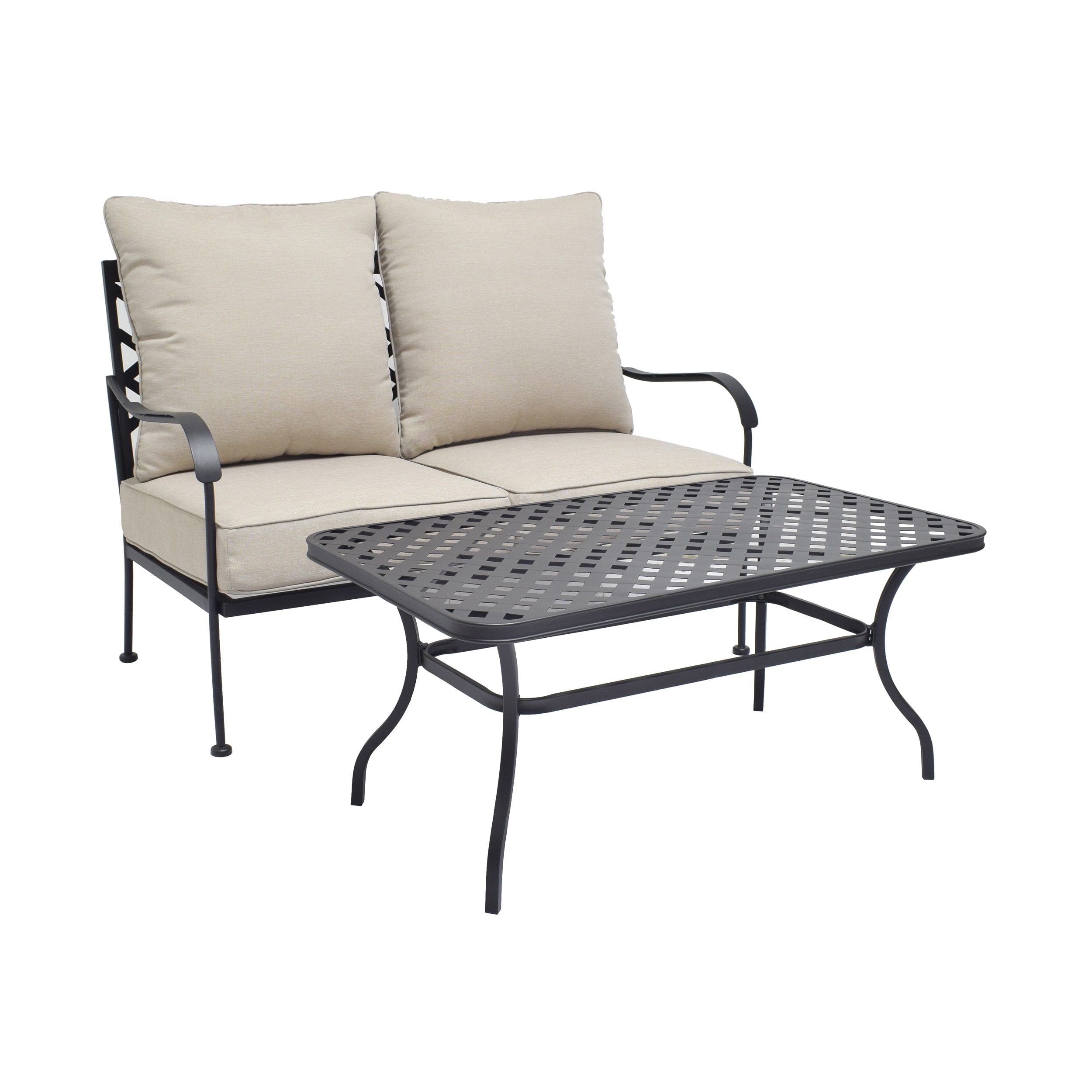 Style Selections San Terra 2-Piece Patio Conversation Set with Tan Cushions