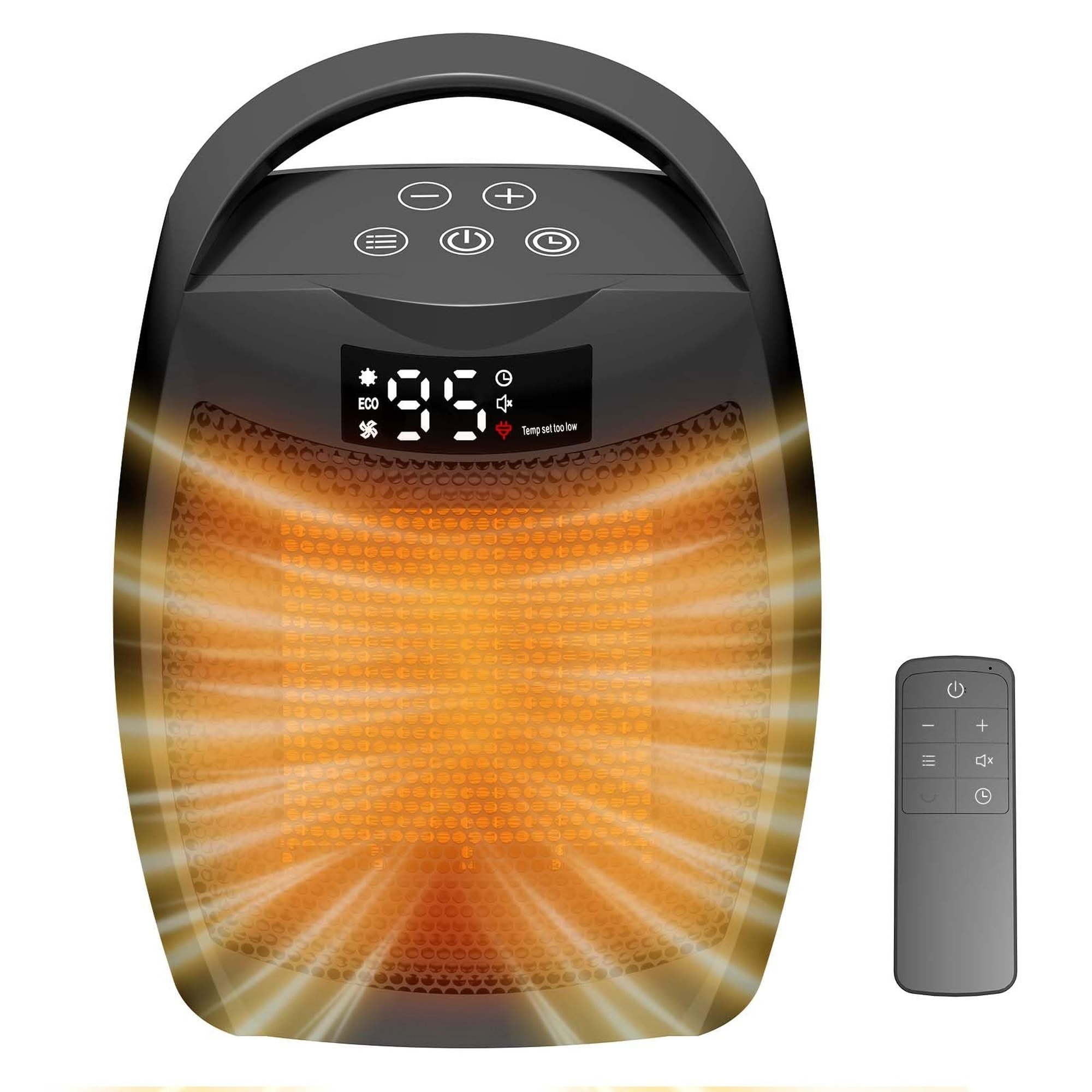 Wudkey 1500W Portable Ceramic Space Heater with Digital Display and Touch Controls for Home Bedroom and Office Use