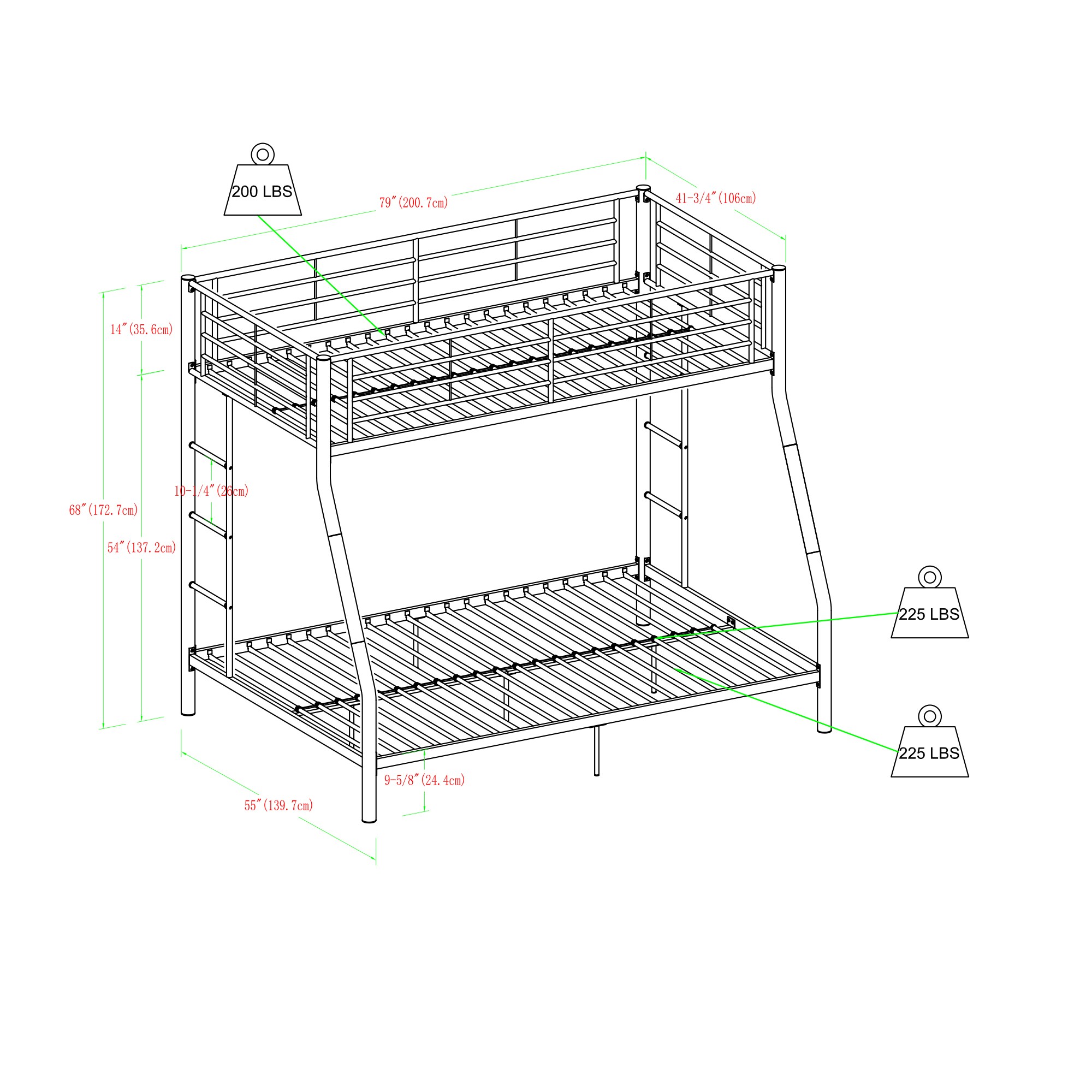 Walker Edison LWTODWH Bunk-Beds - View #11