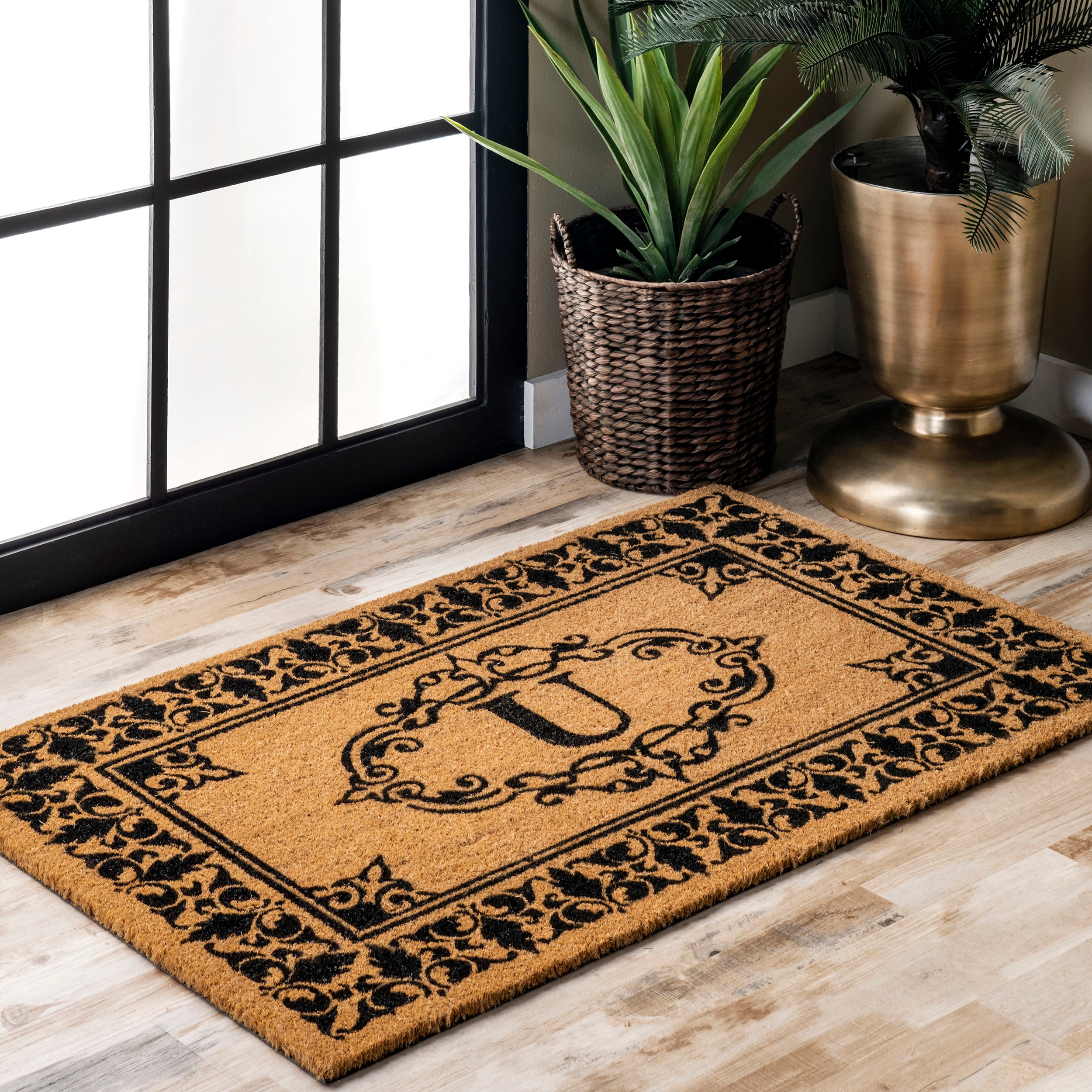 nuLOOM NCJC10U-2604 Natura 2 x 4 (ft) Loomed Seagrass Letter U Rectangular Indoor Area rug