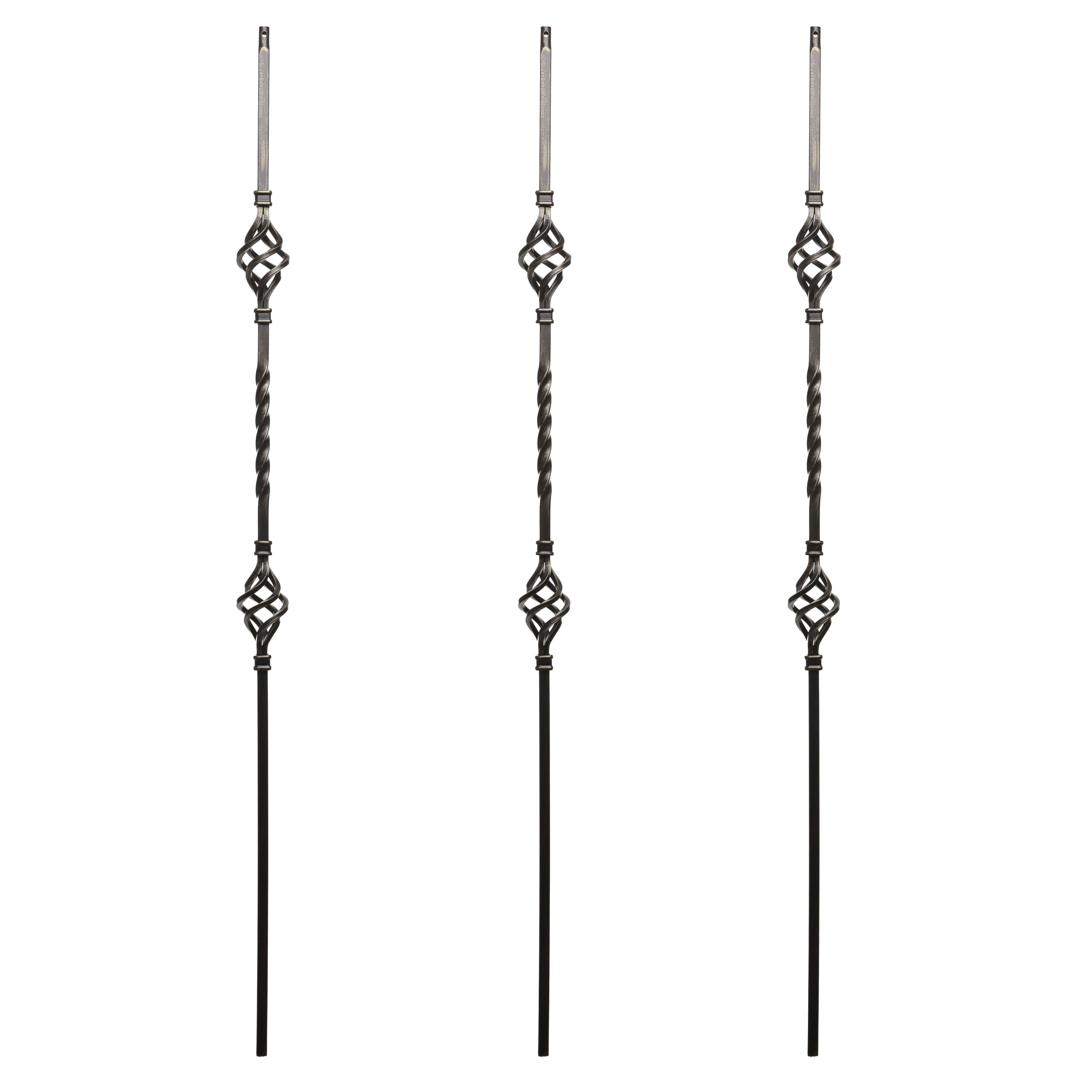RELIABILT WGT05RB 43-in x 0.5-in Rubbed Bronze Wrought Iron Double Basket Stair Baluster (3-Pack)