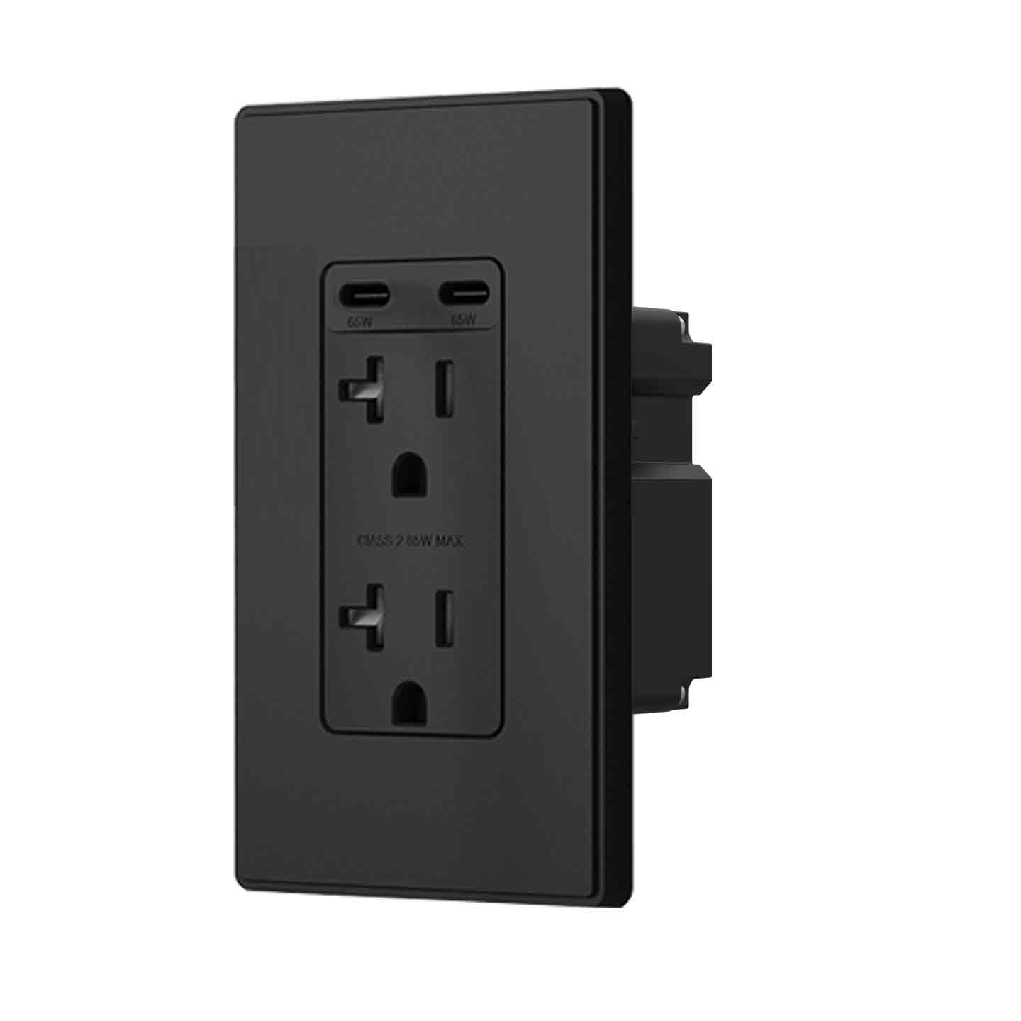 ELEGRP  USB Outlets Receptacles 65W Dual USB C Wall Outlet 20A Tamper Resistant with Wall Plate UL Listed