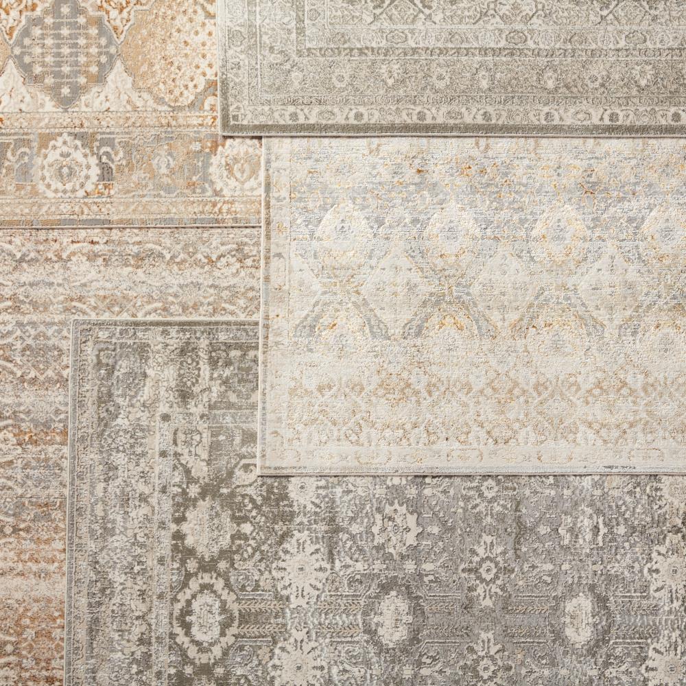 Gray and Gold Reversible Rectangular Viscose Area Rug