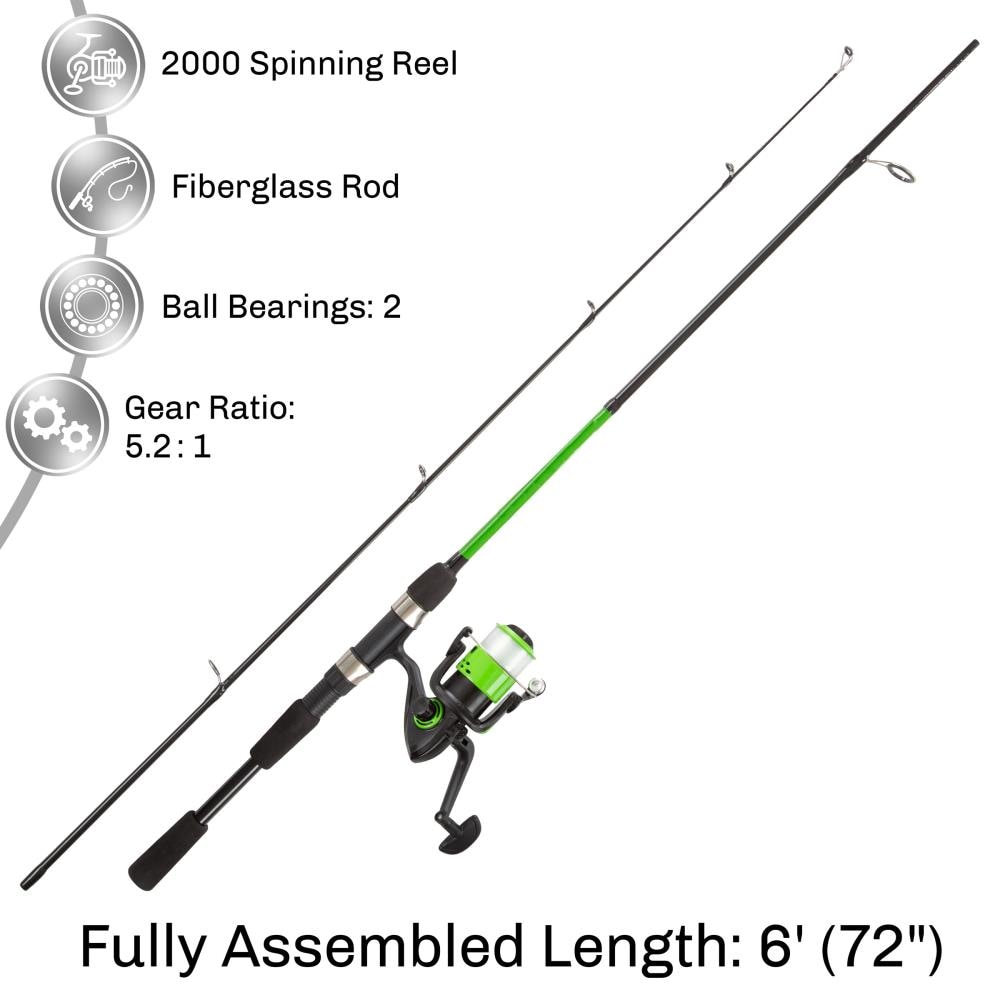 Blue 5 ft. 2 in. Fiberglass Fishing Rod and Reel Starter Set 2000 Aluminum Spinning  Reel for Beginners, Kids & Adults