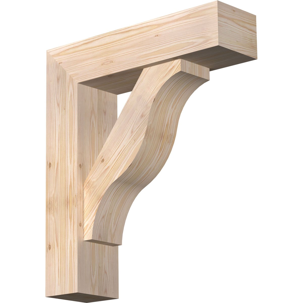 Ekena Millwork 1462583 Funston Block Smooth Bracket with Offset Brace Douglas Fir Wood Standard Bracket