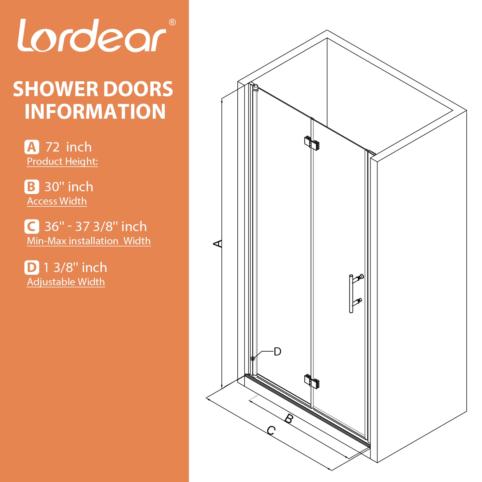 Lordear LD-SEP88BN200 Shower-Doors - View #4