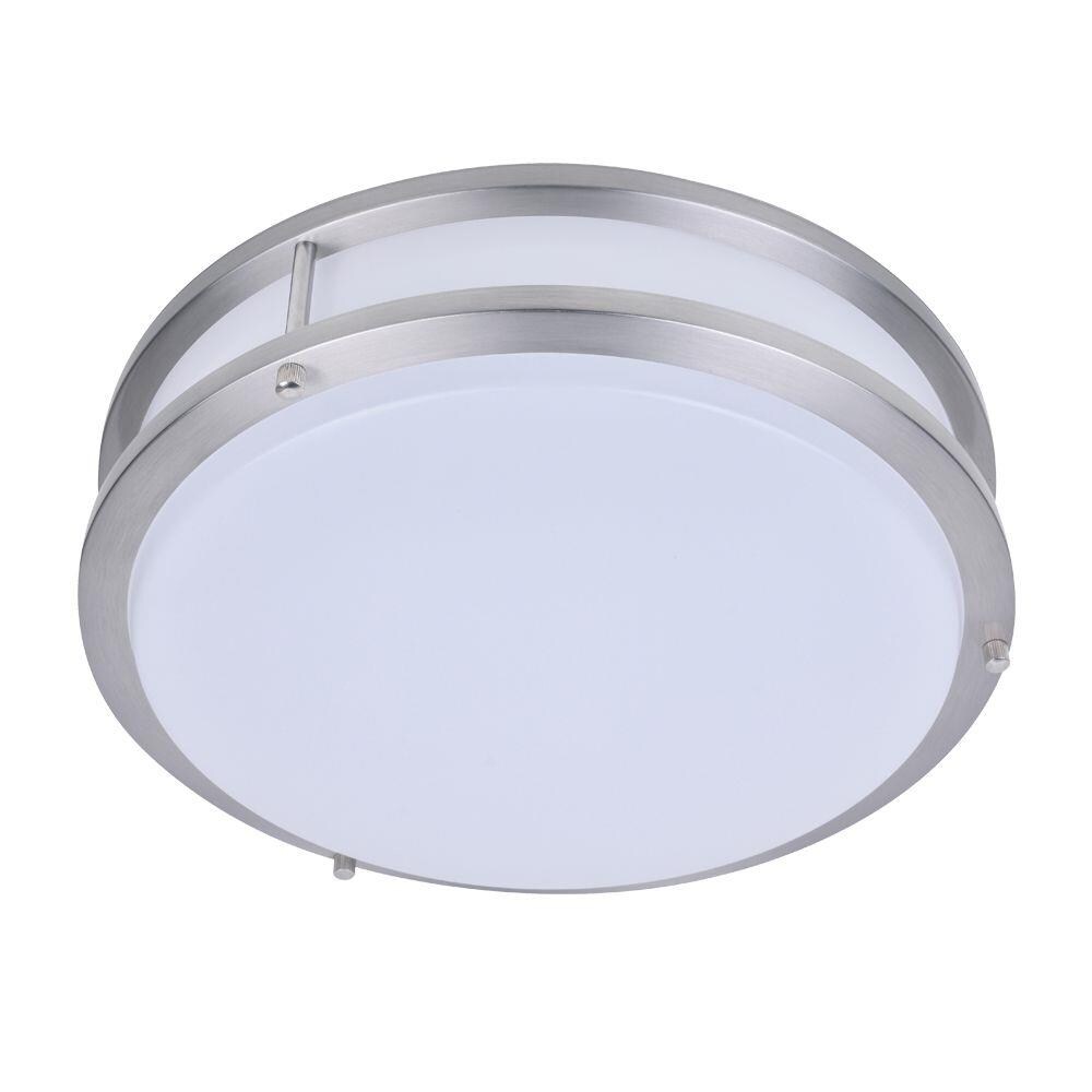 PLC Lighting 1114SN 1-Light 18-in Satin Nickel LED Flush Mount Light ENERGY STAR