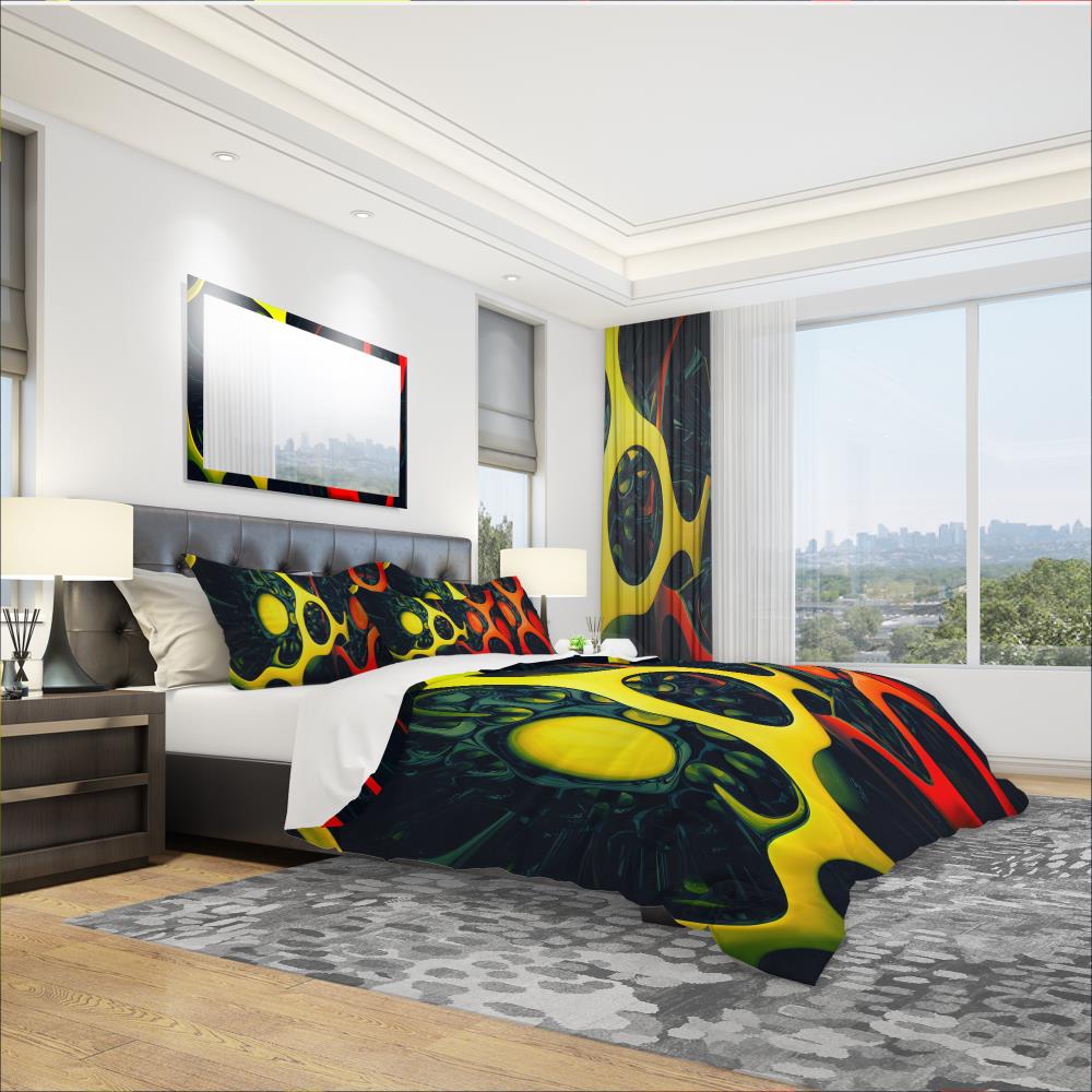 Designart BED3059-Q 3 -Piece Yellow Queen Duvet cover Set