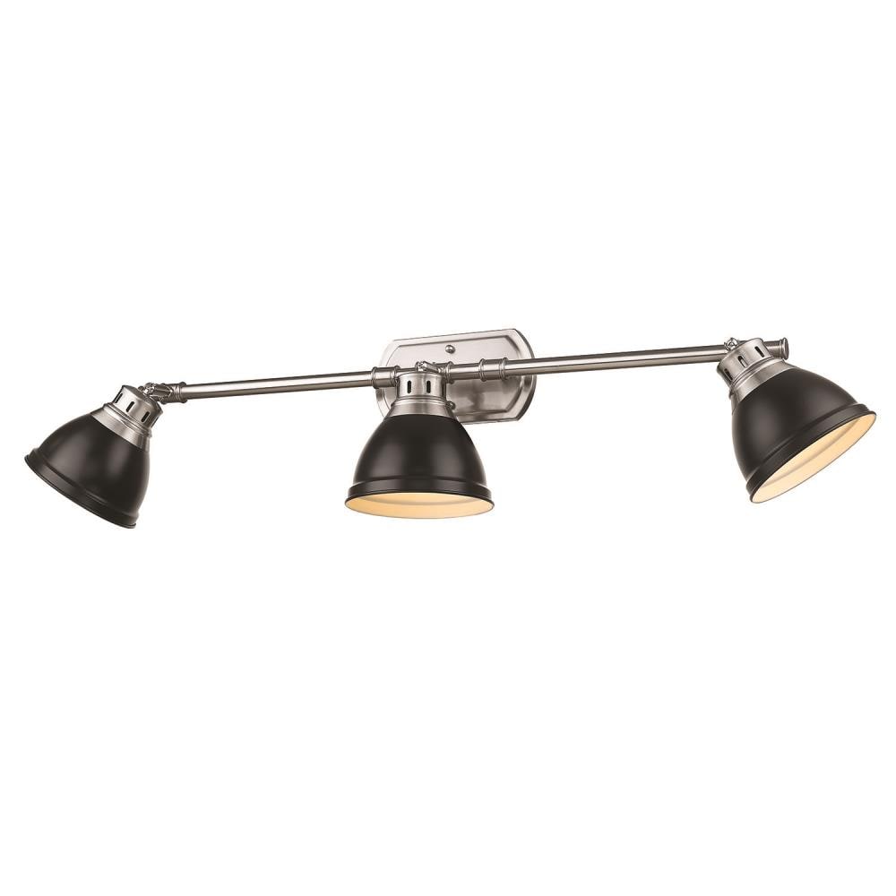 Golden Lighting 3602-VL3 PW-BLK Duncan 35.375-in 3 -Light Gray Transitional Vanity light