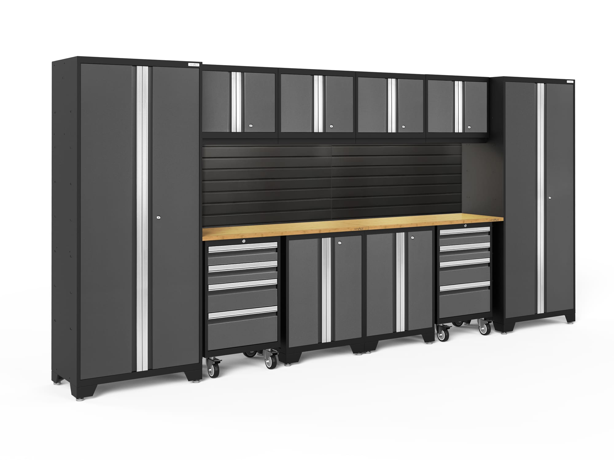 NewAge Products 40428 156-in W x 76.75-in H x 18-in D 10 -Cabinets Steel Charcoal Gray Garage Storage System