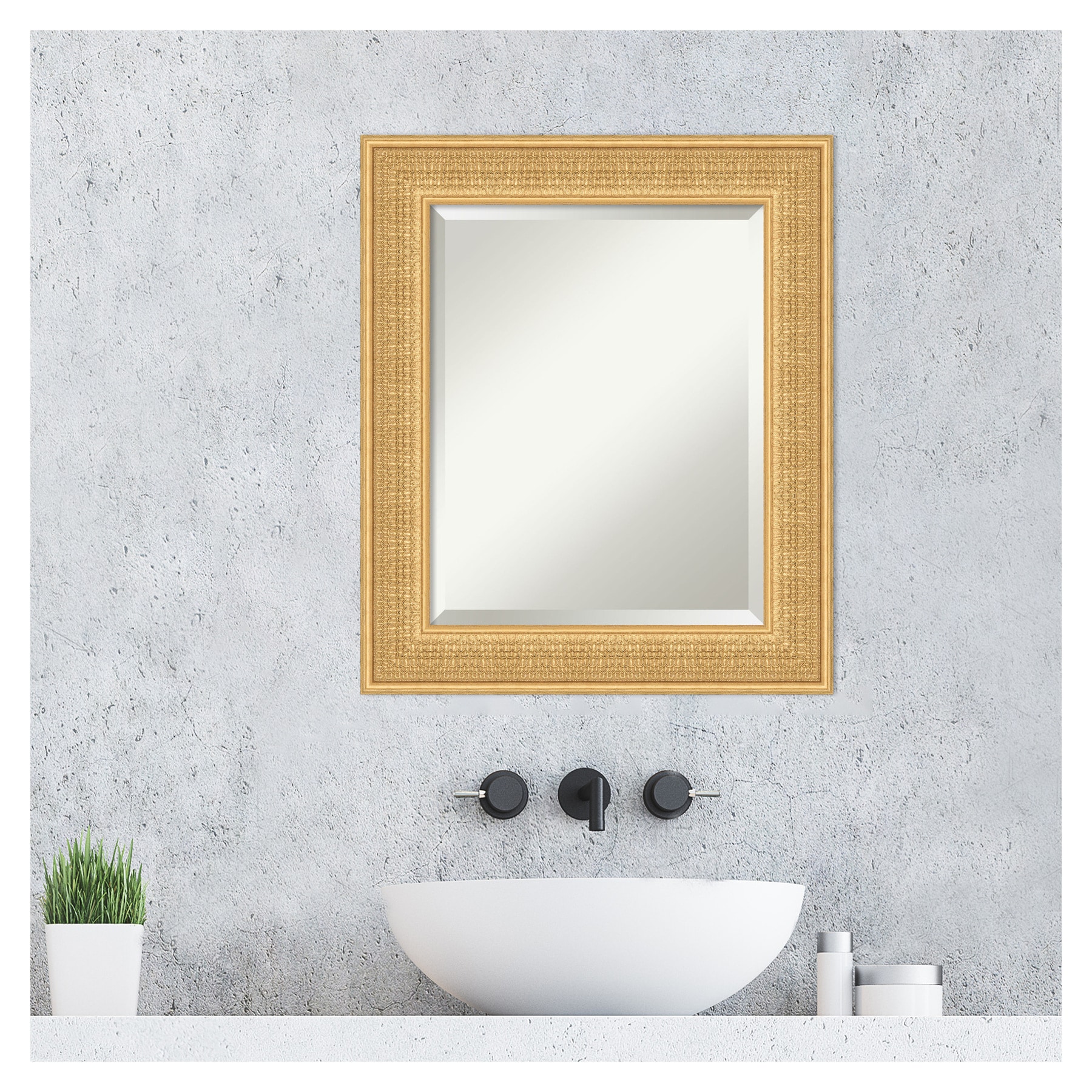 Trellis Gold 21.75" x 25.75" Wood Framed Vanity Mirror