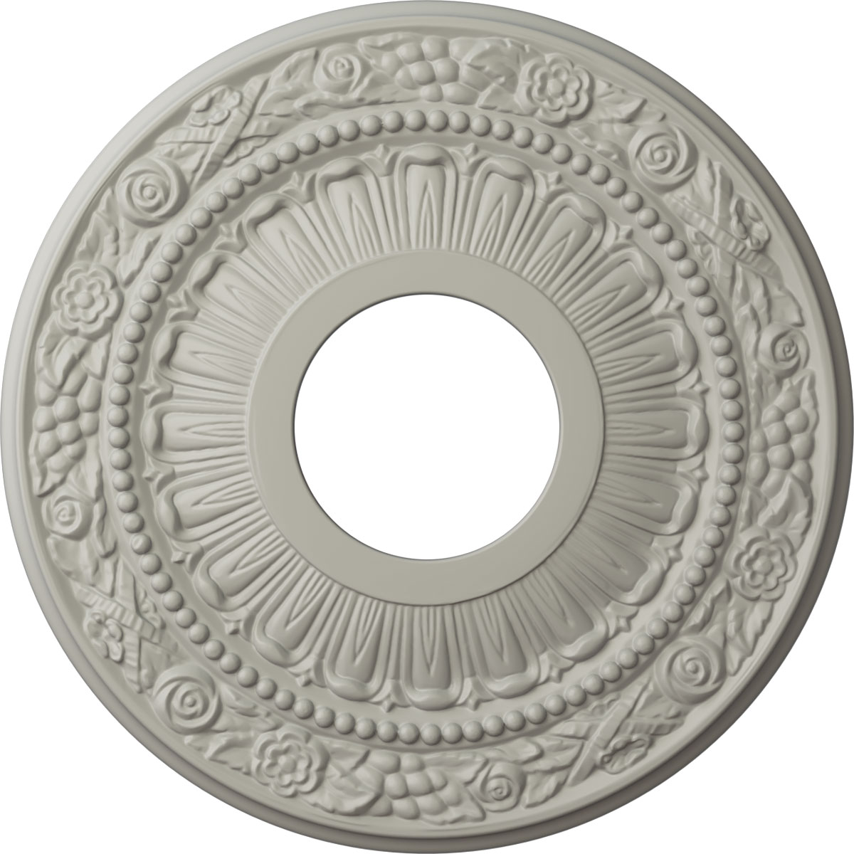 Ekena Millwork CM12NAPCF Nadia 12.125-in W x 12.125-in L Painted Pot Of Cream Polyurethane Whole Ceiling Medallion