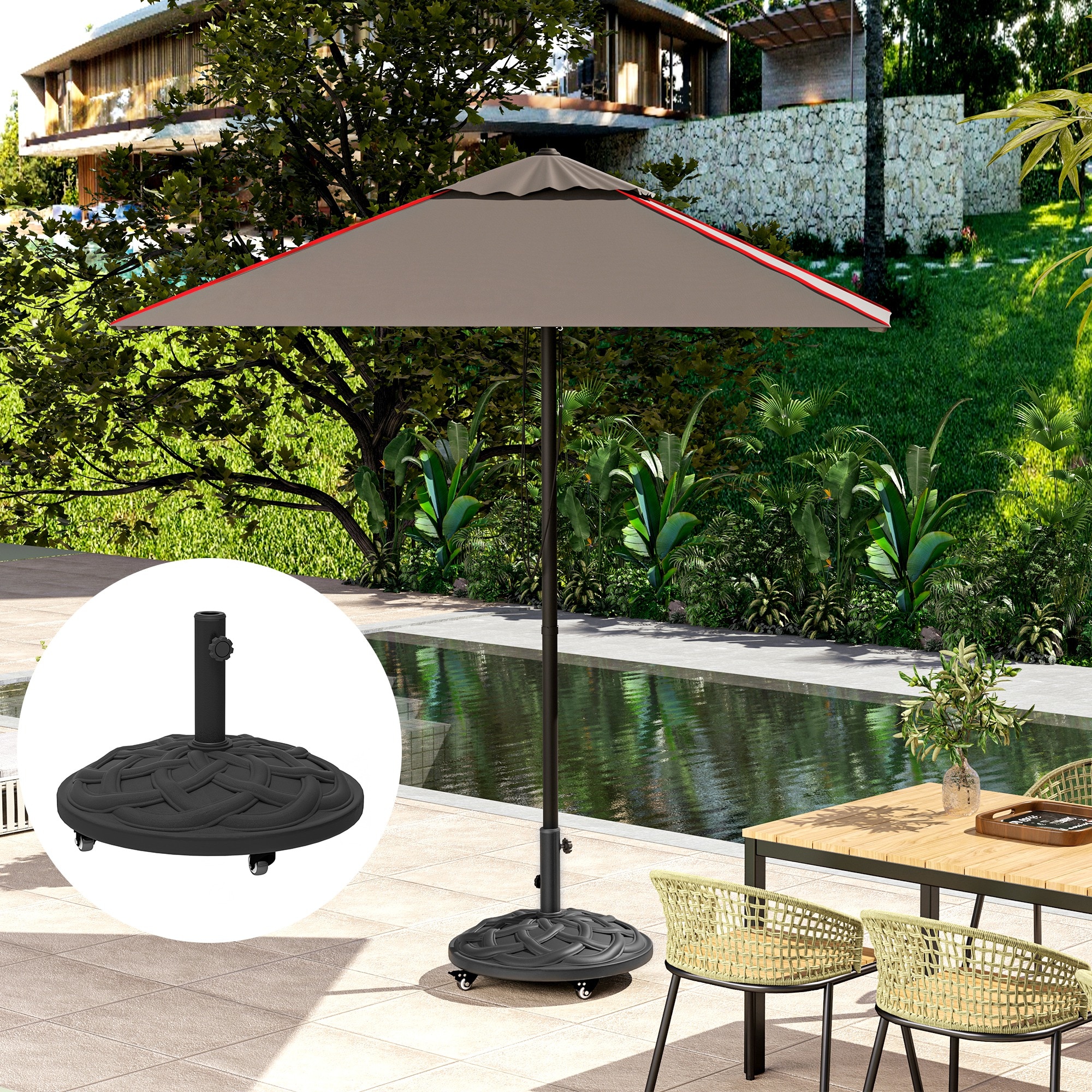 Outsunny 84D-371V00BK Umbrella-Bases - View #5