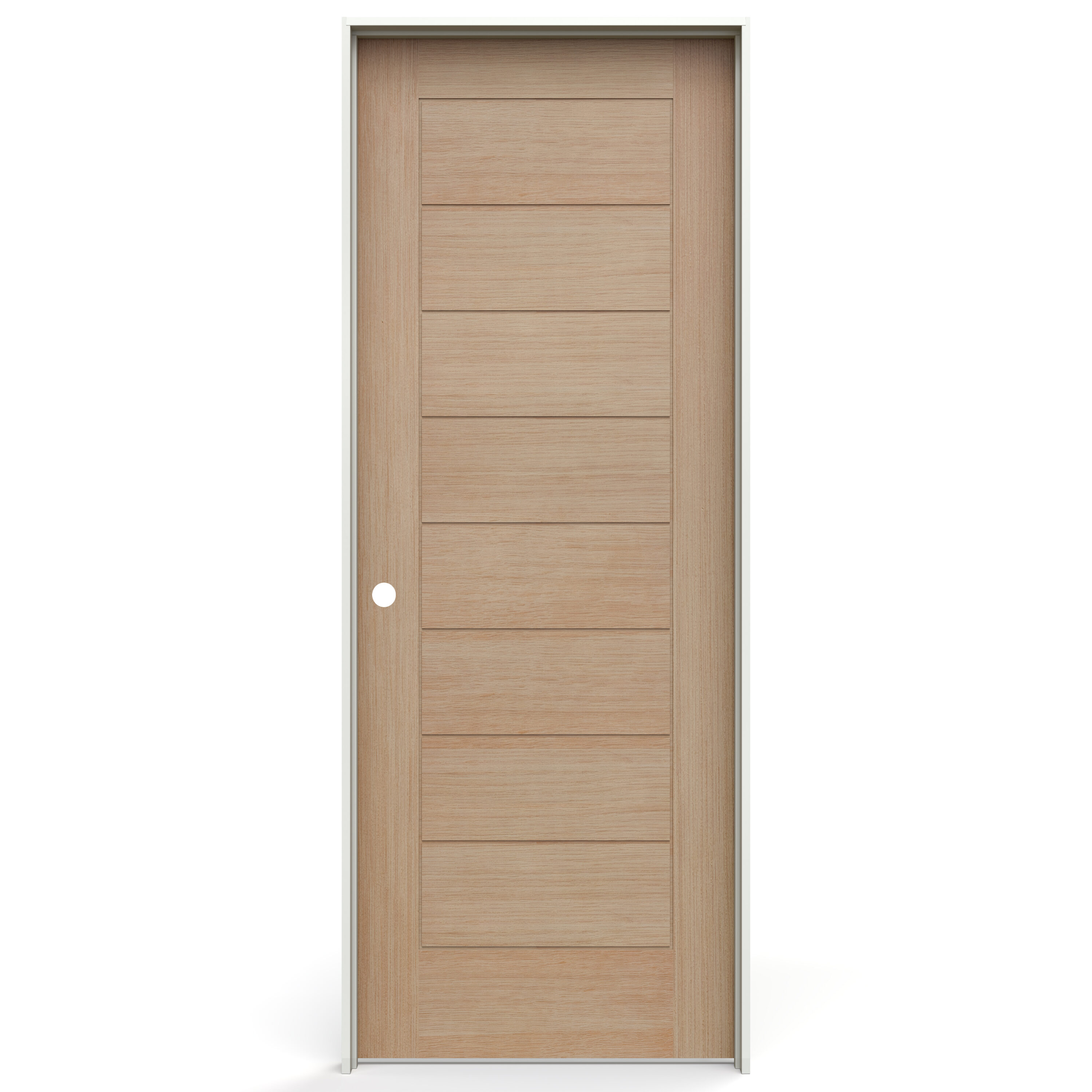 JELD-WEN LOWOLJW254100018 24-in x 80-in Clear Solid core 8-panel Right hand Smooth Prefinished Oak Wood Flat Jamb Single Prehung Interior Door