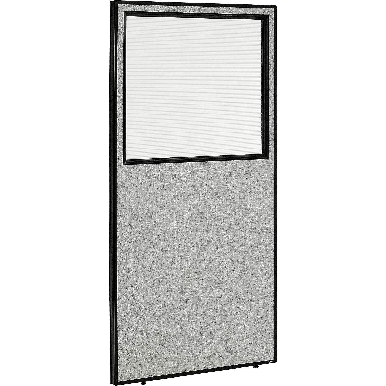Global Industrial 695788WGY Office Partition Panel with Partial Window 36-14-inW x 96-inH Gray