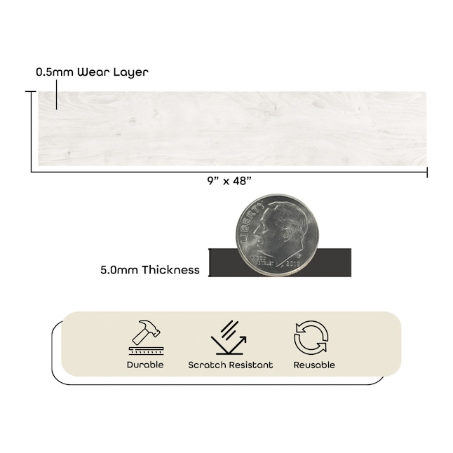 Achim Flex Flor Whitewash 9-in Wide x 5-mm Thick Waterproof Luxury Vinyl Plank Flooring (24-sq ft) Achim Flex Flor Whitewash 9-in Wide x 5-mm Thick Waterproof Luxury Vinyl Plank Flooring (24-sq ft)