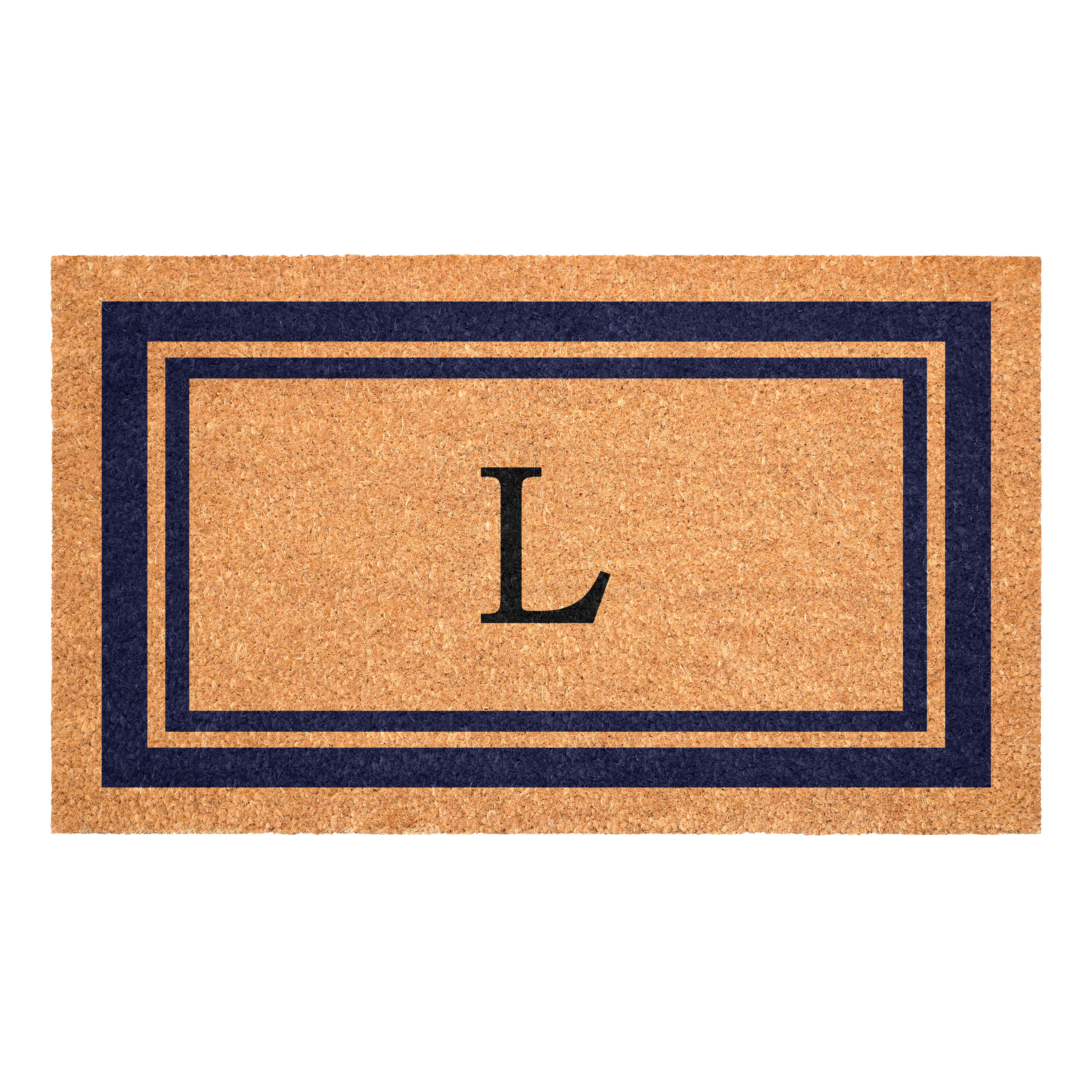 Callowaymills 24-in x 36-in Natural/Dark Blue Non-Slip Grip Indoor or outdoor Door Mat