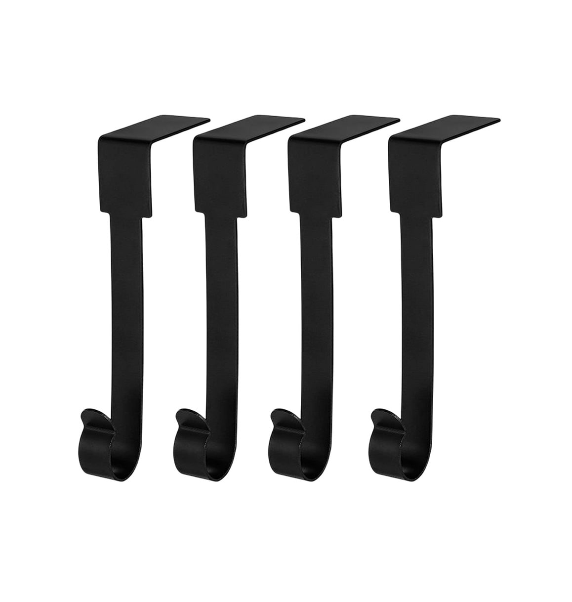 Etokfoks  Christmas Stocking Holder Set 4 Pack Black Metal Mantel Hooks Iron Construction 3 94 x 5 91 in Right Angle Design With Nonslip