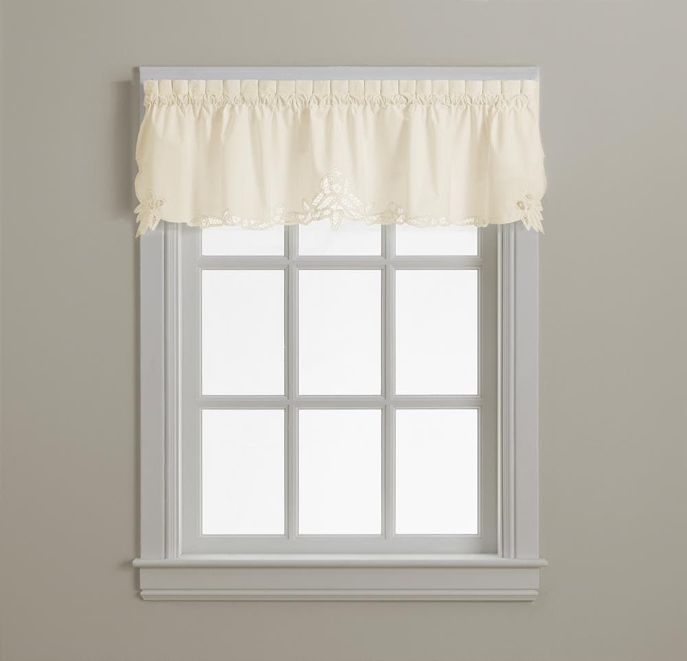 CHF 1Z428600EC Battenburg 14-Inches Ecru Polyester Rod pocket Valance