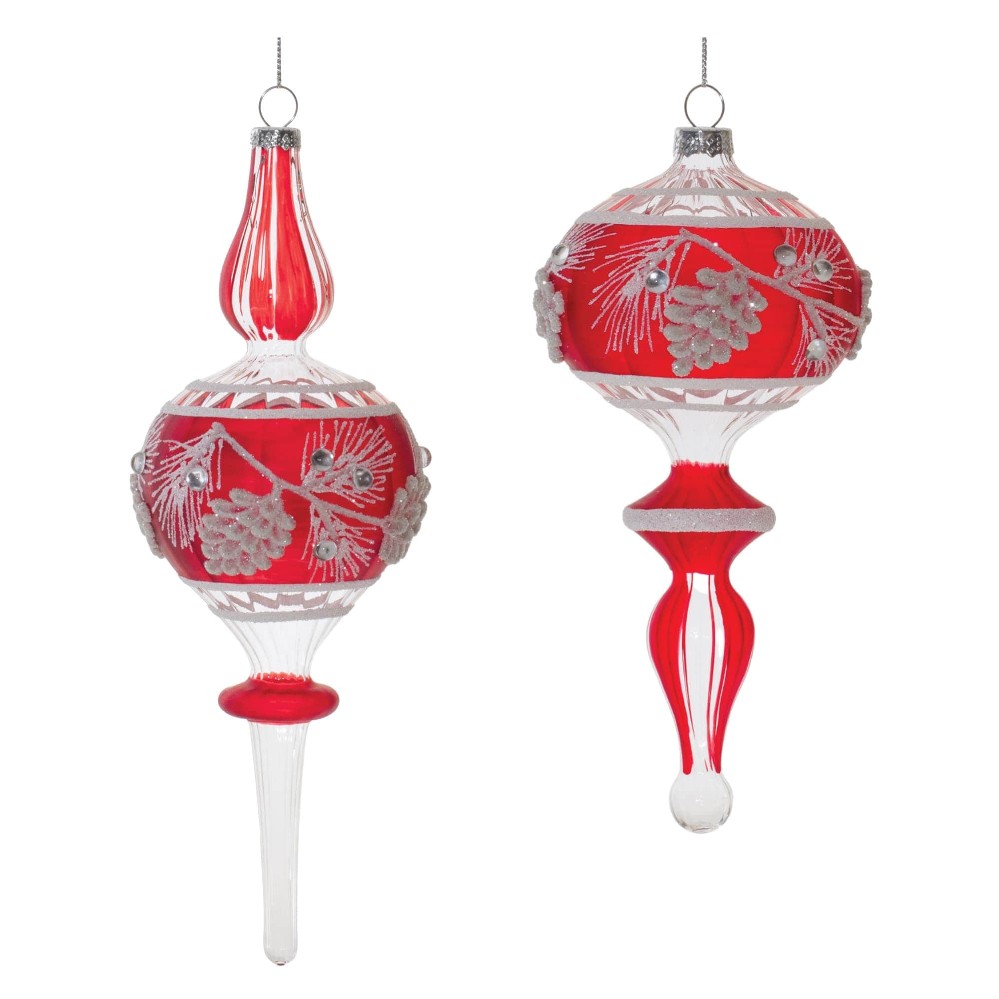 Melrose International 91063DS Drop Ornament (2 Asst) 7.75H 9H Glass