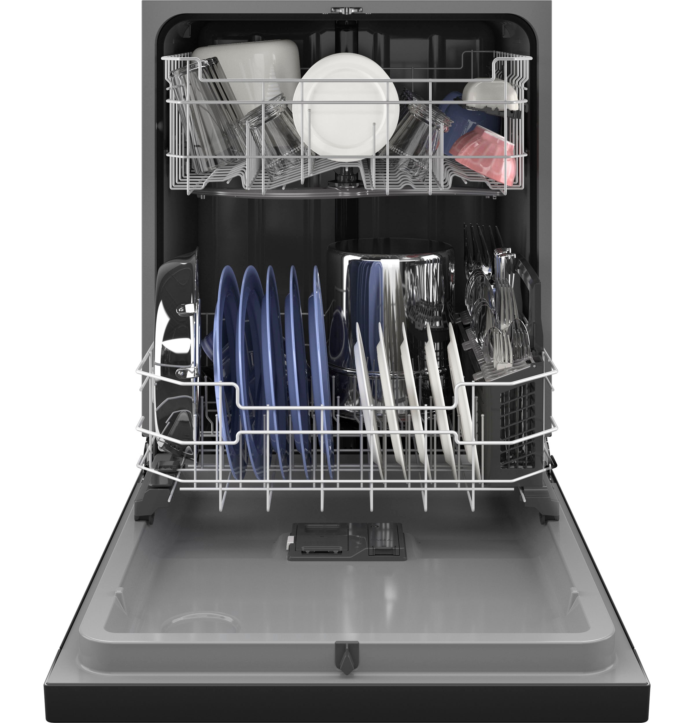 GE Dry Boost Front Control 24-in Built-In Dishwasher (Black