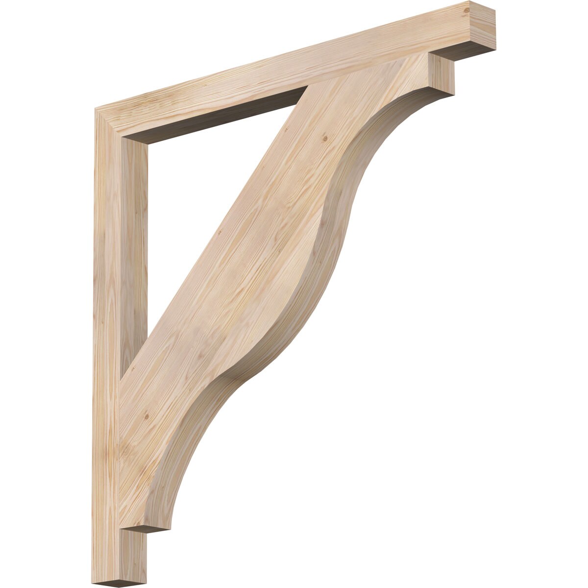 Ekena Millwork BKT04X44X44FST05SDF Funston Block Smooth 3-1/2-in x 44-in x 44-in Douglas fir Brown Wood Standard bracket