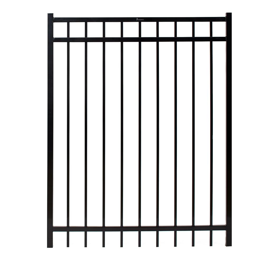 Fortress Building Products 713580441 Versai 5-ft H x 4-ft W Gloss black powder-coated Galvanized steel Privacy Walk-thru Spaced picket Fence gate