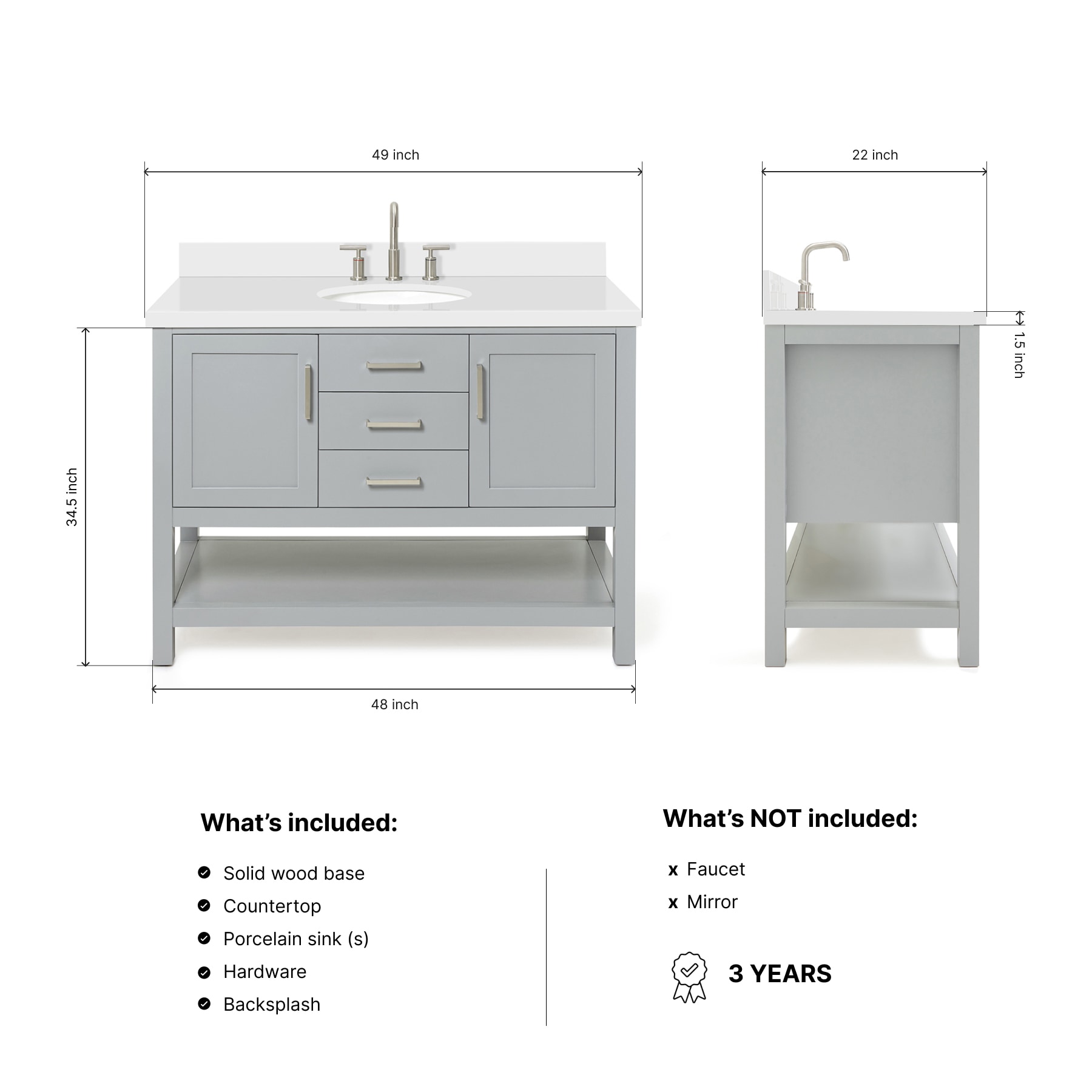 ARIEL R049SWQOVOGRY Bath-Vanity-Combo - View #4