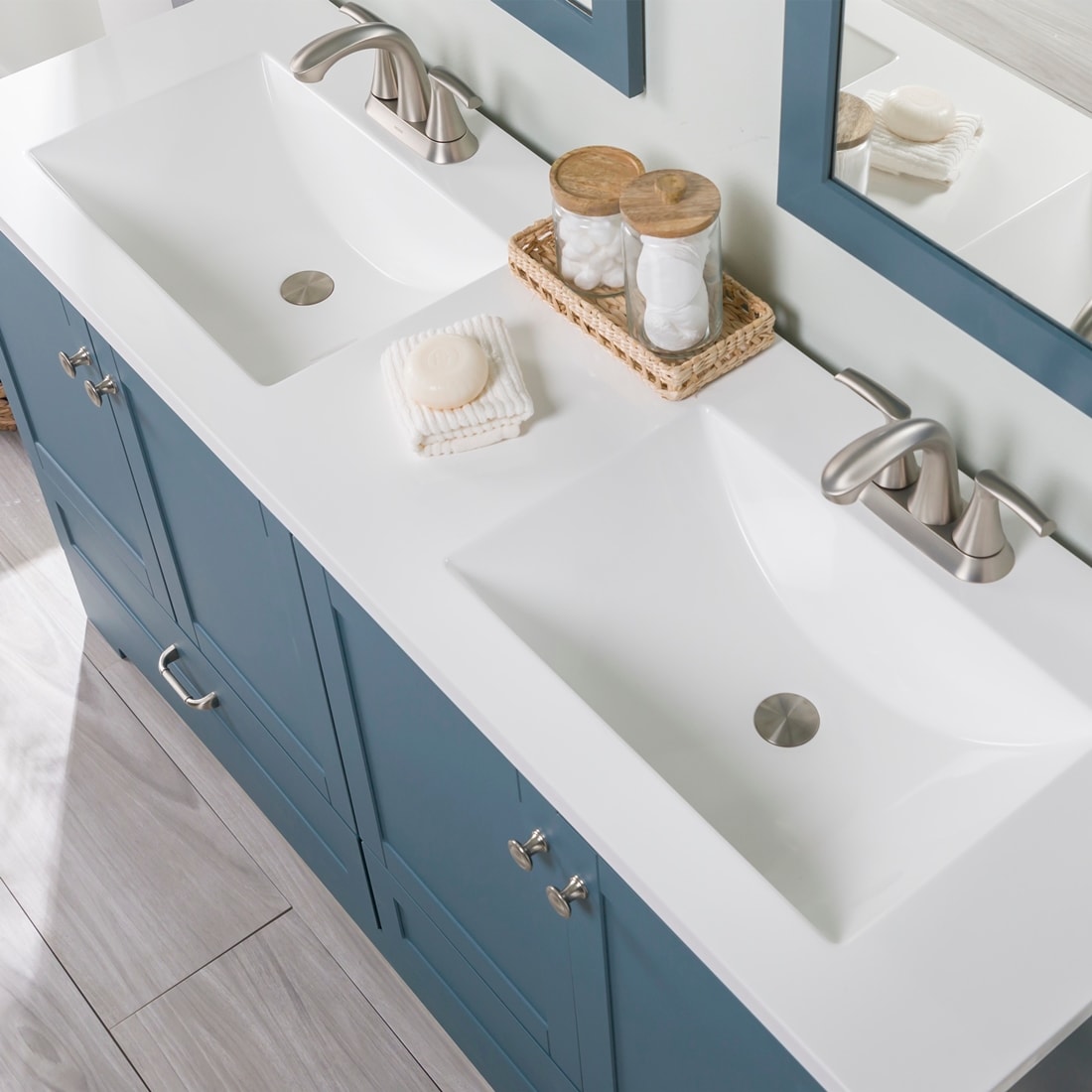 Diamond NOW Cassidy 60-in Admiral Blue Double Sink Bathroom Vanity with  White Cultured Marble Top in the Bathroom Vanities with Tops department at