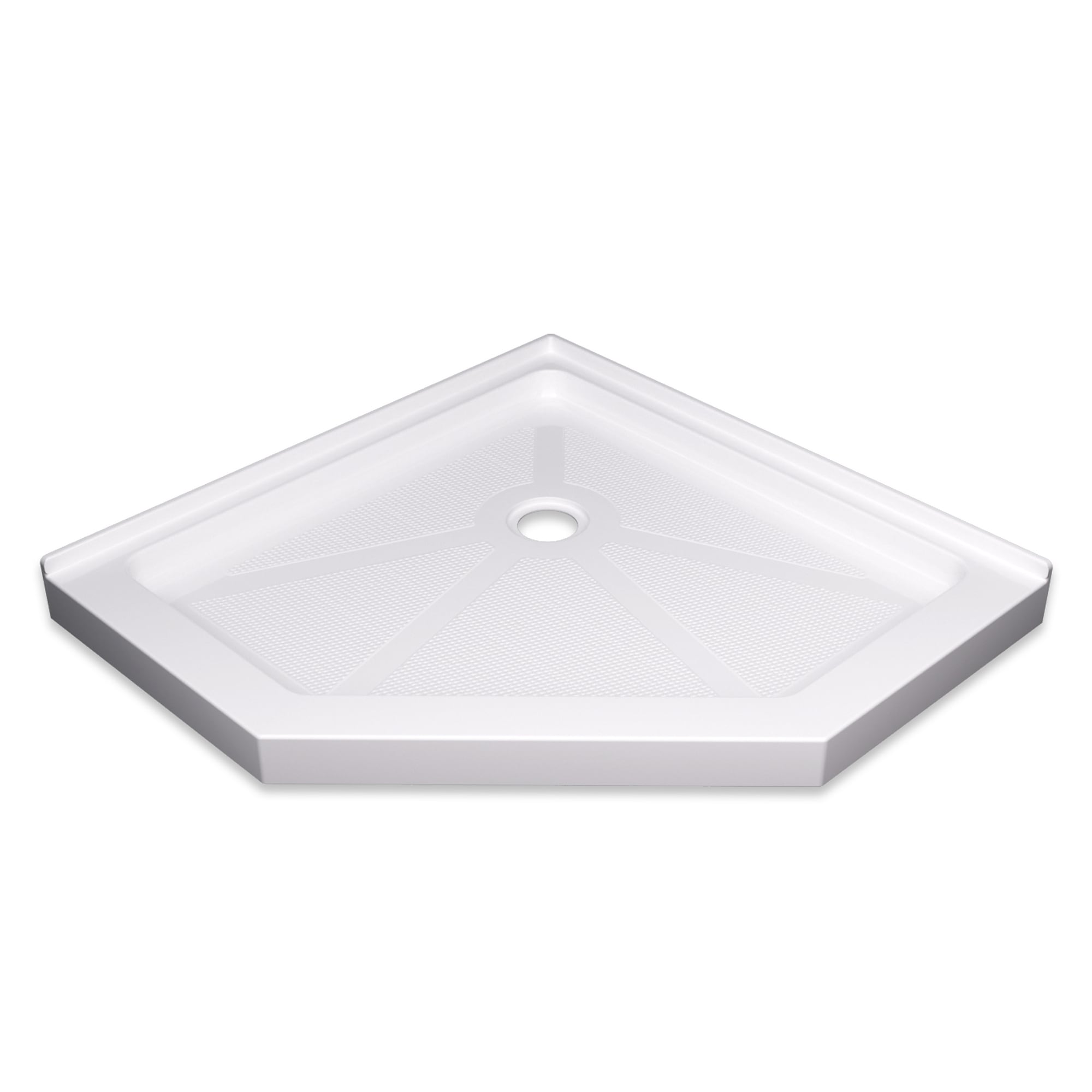 AAZJ Shower Pan 36-in W x 36-in L Center White Neo-angle Single Threshold Corner Shower Pan with 3.55-in H Threshold