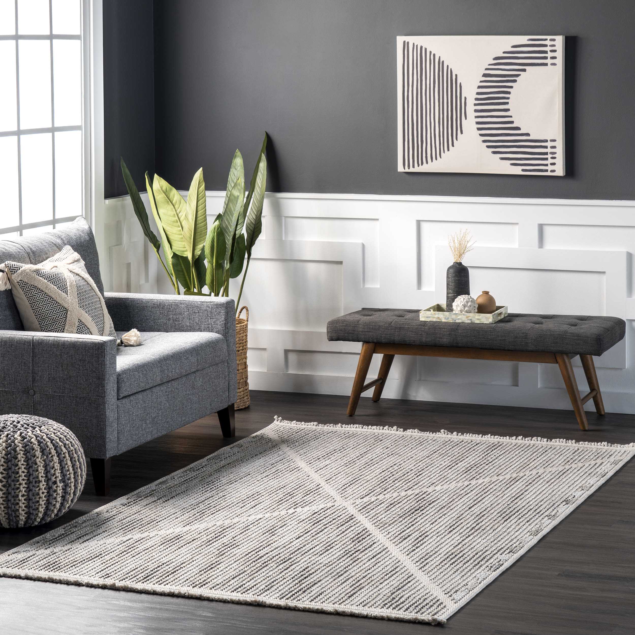 nuLOOM KKIO02A-508 Marna 5 x 8 (ft) Loomed Polyester Light Gray Rectangular Indoor Solid Vacuum regularly Area rug