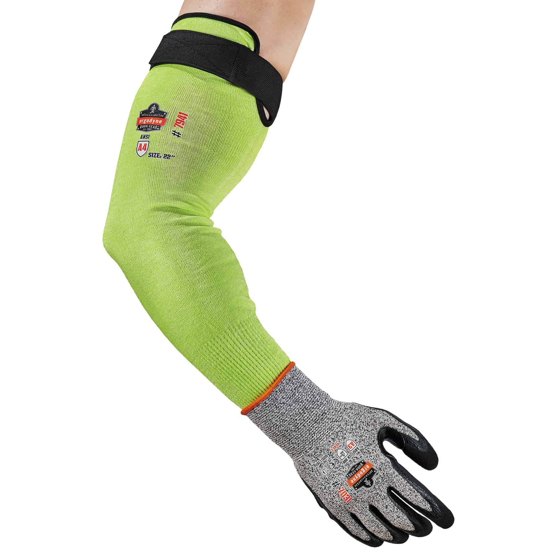 Ergodyne ProFlex 7941 PR Cut Resistant Arm Sleeve Pair 22 inch Lime, Green