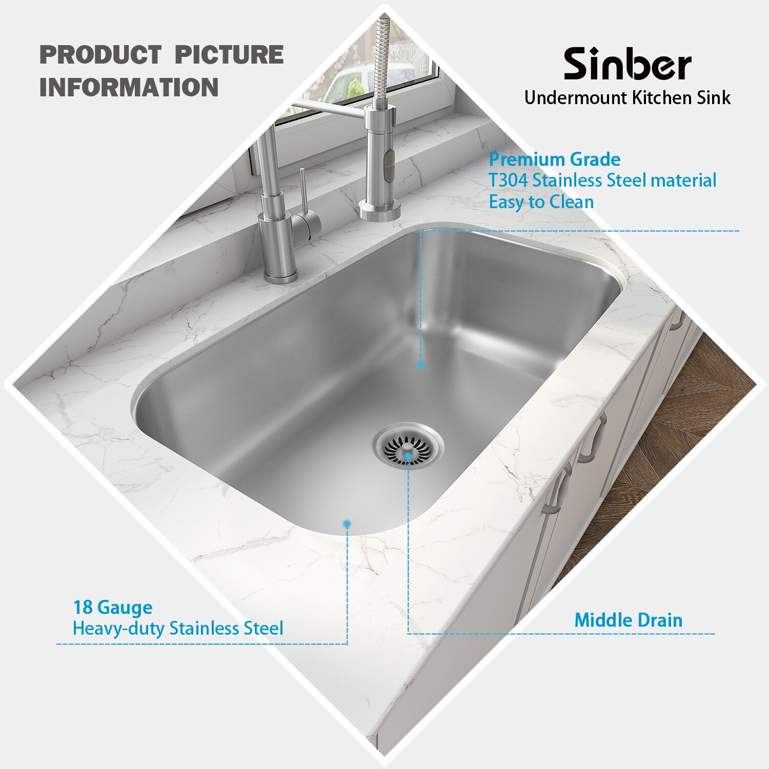 Sinber MU3118SR Kitchen-Sinks - View #3