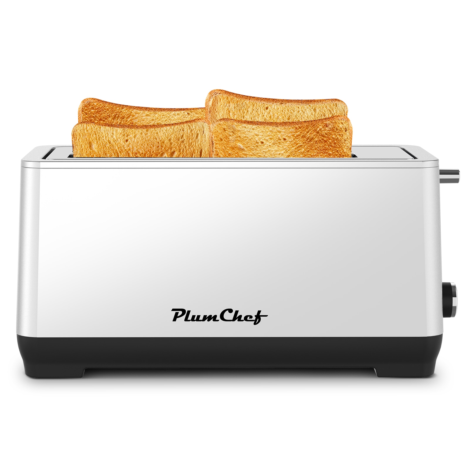 LOVMOR SF-M-W1002P401770 4Slice Extra Wide Long Slot Toaster Silver 1350W  Stainless Steel with Warming Rack Removable Crumb Tray 6 Browning Settings and BagelDefrostReheat Functions