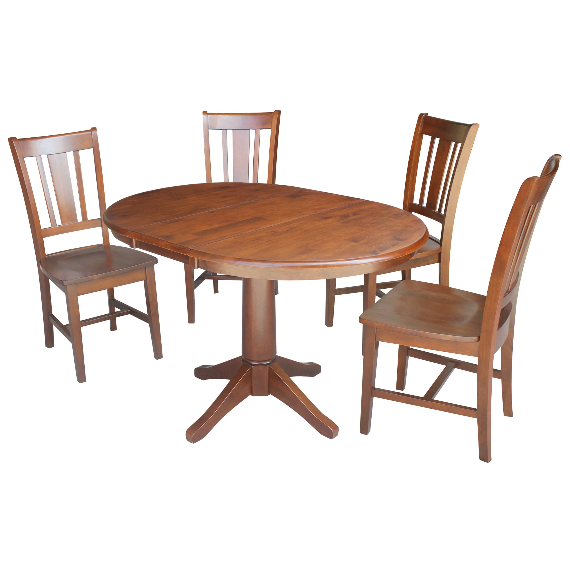 International Concepts K581-36RXT-27B-C10-4 Espresso Traditional Dining Room Set with Round Table ( Seats 4 )