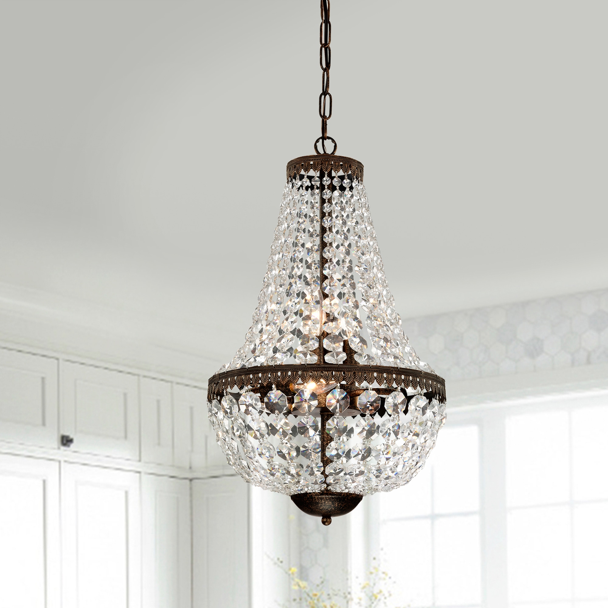 Lucidce Modern Chandelier deals 6 Lights Crystal Beaded Pendant Light Fixtures Oil Rub