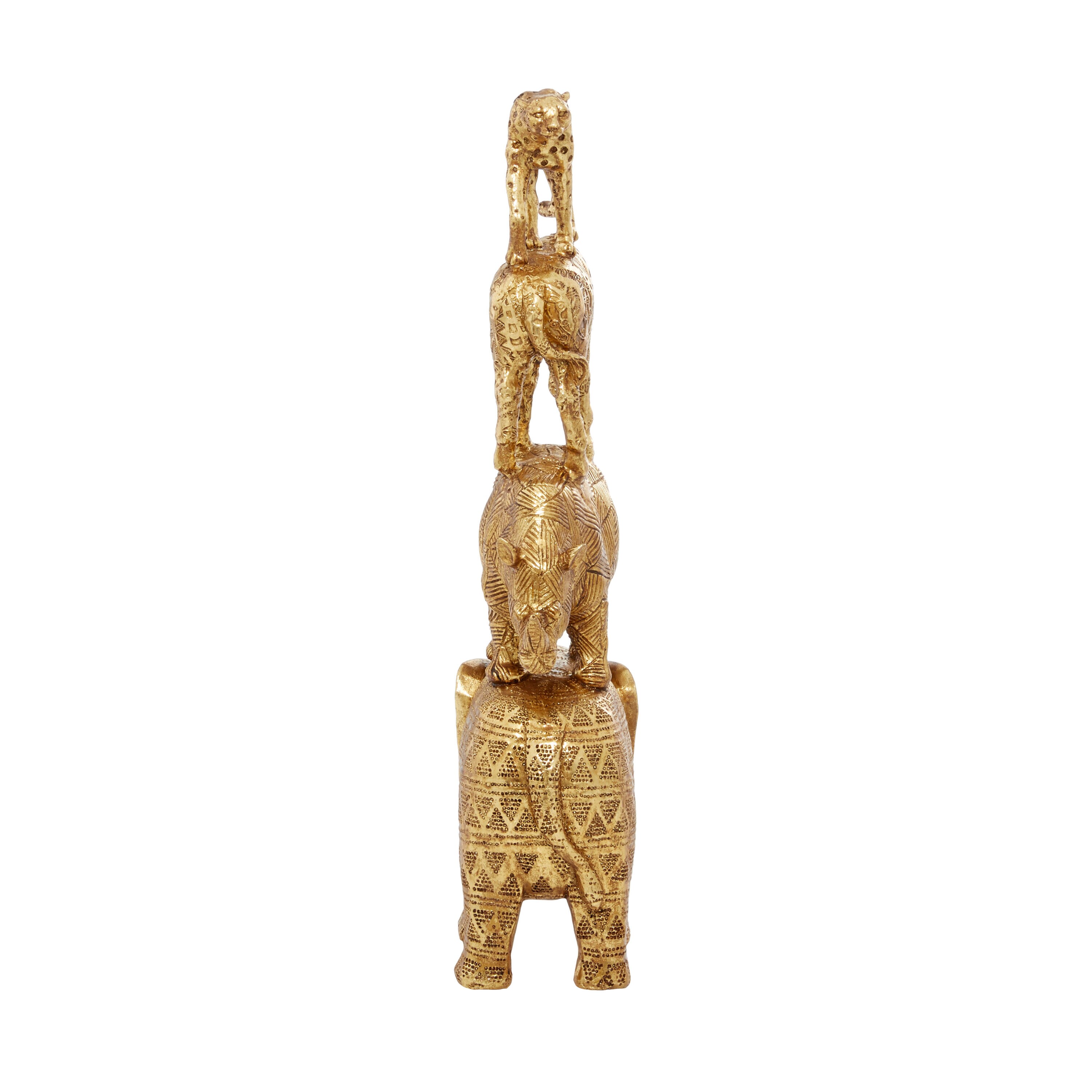 Elegant Gold Resin Elephant Sculpture 24" Decor Accent