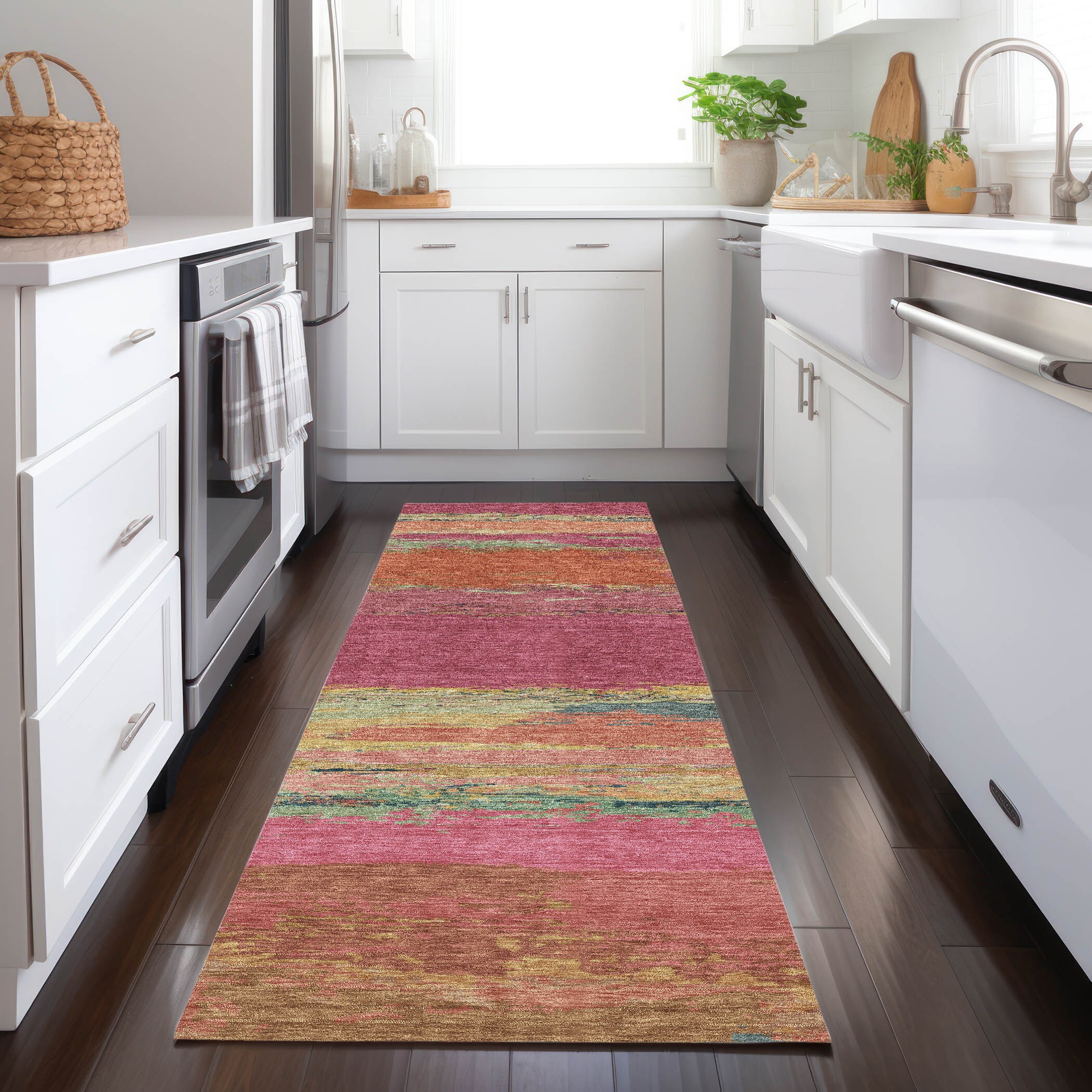 Addison Rugs ACN1281BL2X8 Chantille ACN1281BL 2 x 7 (ft) Polyester Blush Rectangular Indoor/Outdoor Geometric Machine washable Runner rug