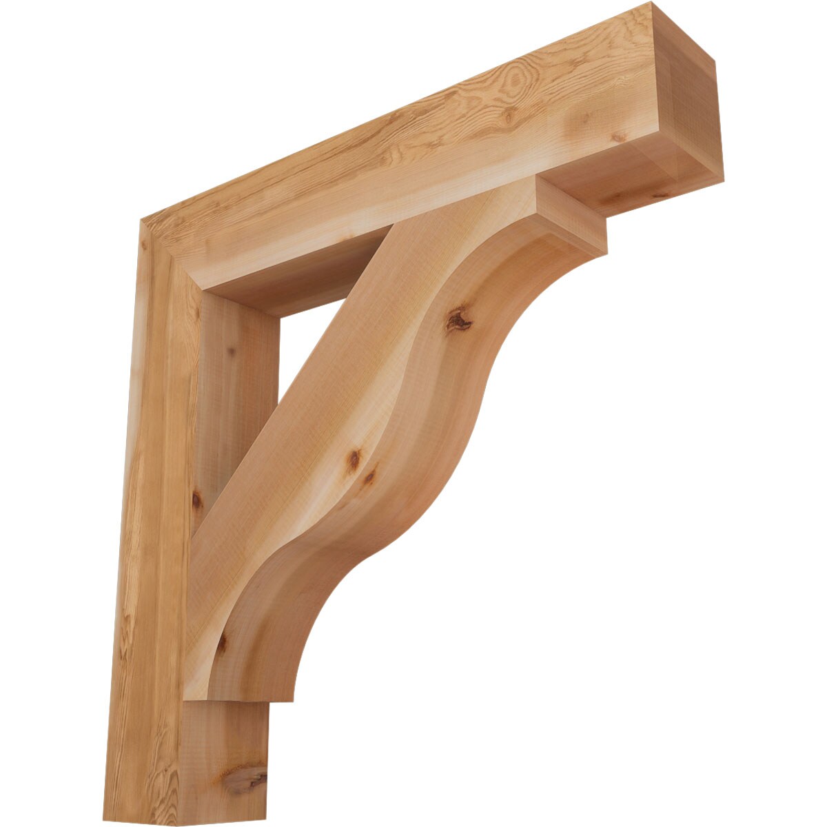 Ekena Millwork BKT06X34X34FST05SWR Funston Block Smooth 5-1/2-in x 34-in x 34-in Western red cedar Brown Wood Standard bracket