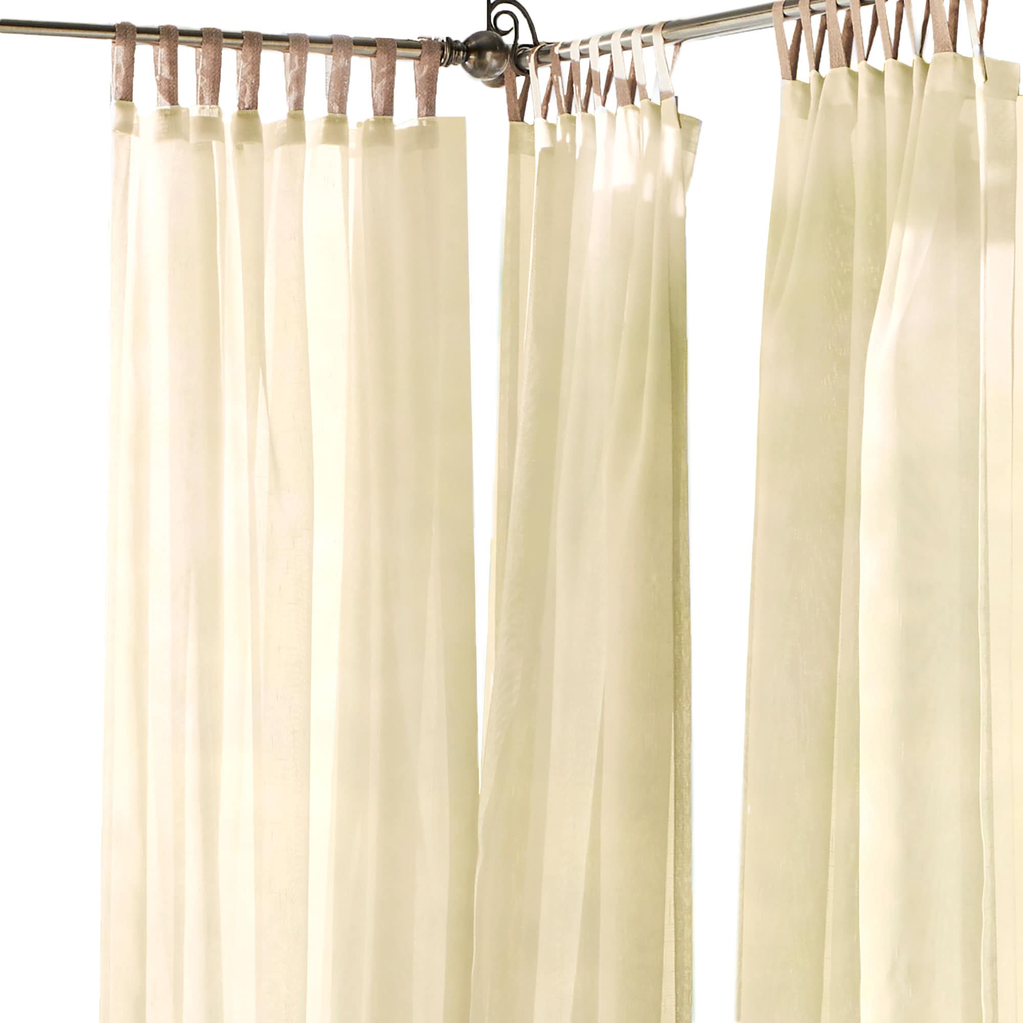 Natural Sheer Polyester Tab Top Curtain Panel