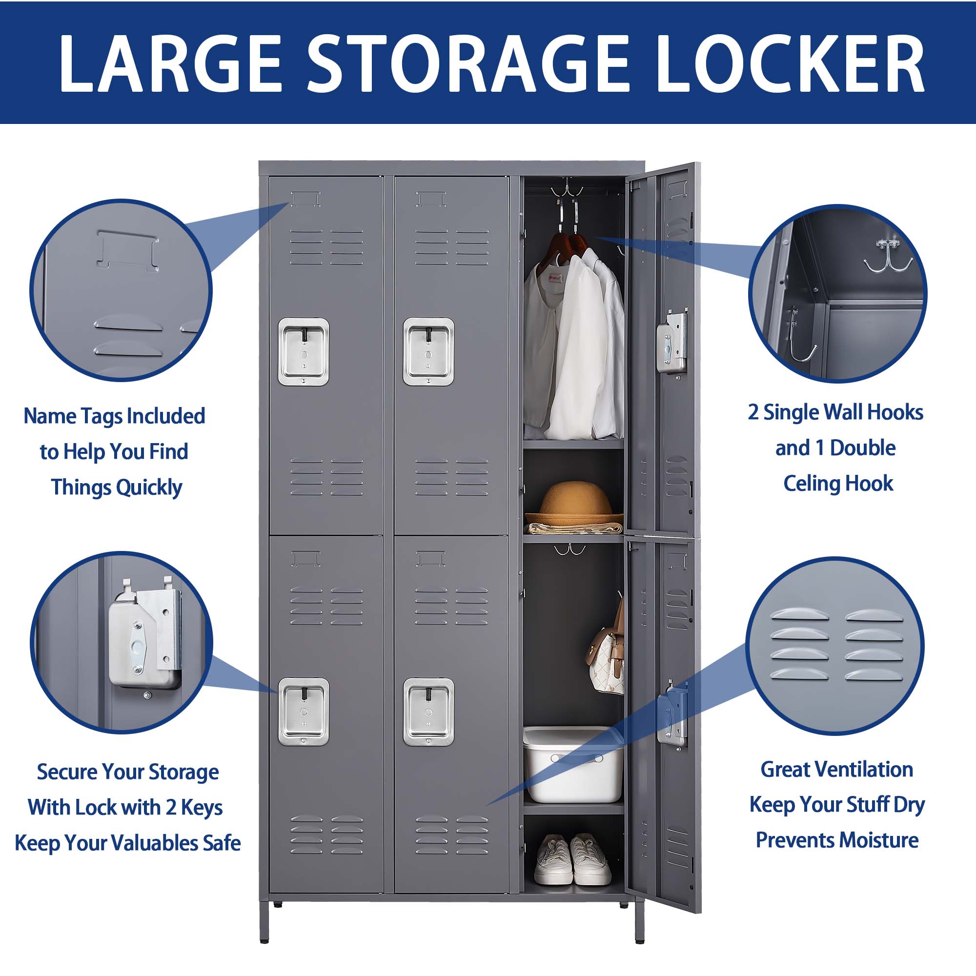 Kahomvis MAKE-QPO2-998 Storage-Lockers - View #3