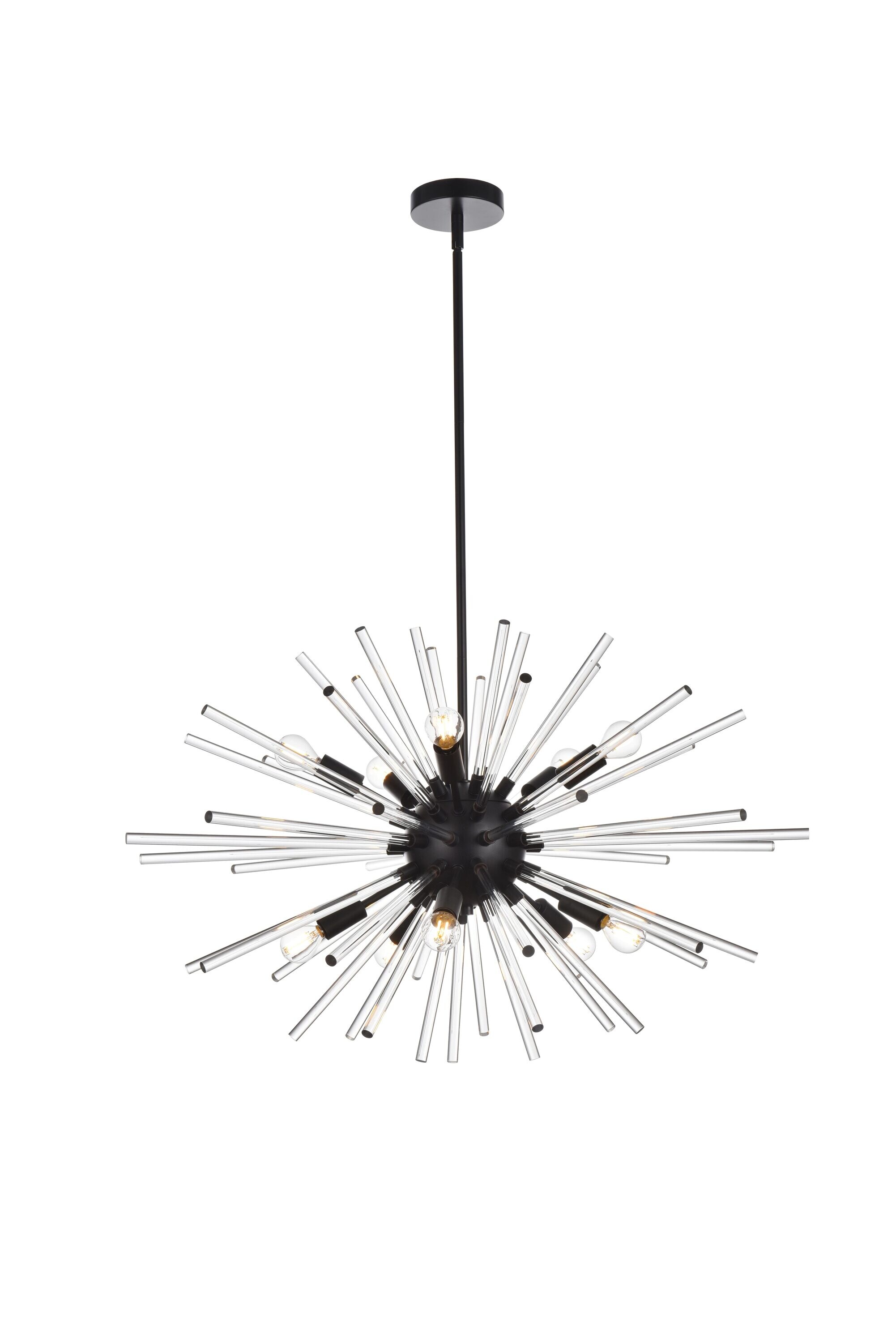 Sienna 42-Inch Black Crystal Rod Pendant Light
