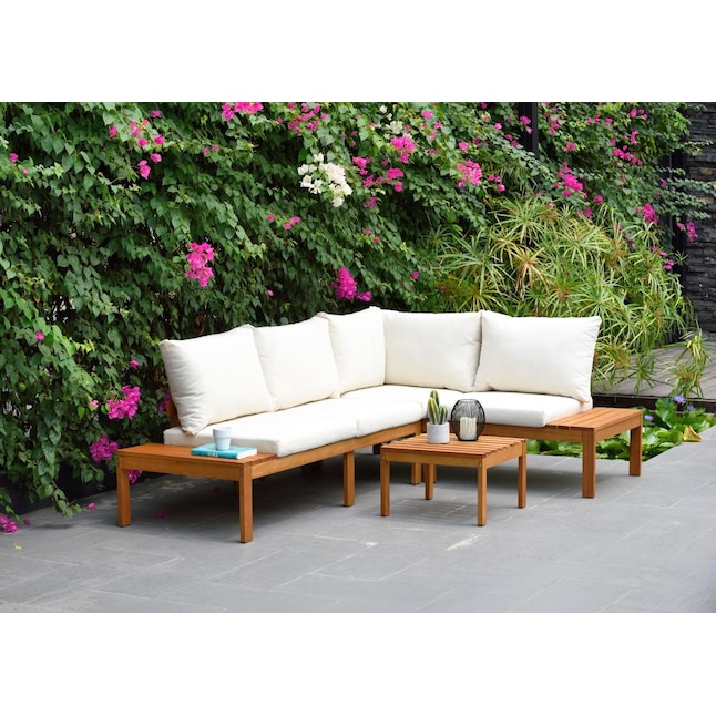 Wood Frame Patio Conversation Set, Teak Outdoor Furniture Conversation Sets
