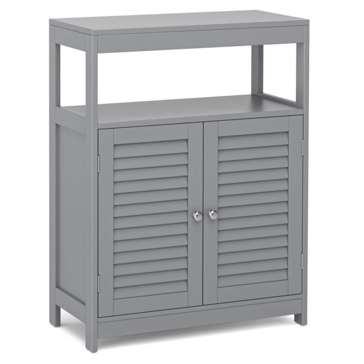 Vanityfus Freestanding Bathroom Floor Cabinet with Double Shutter Doors-Gray