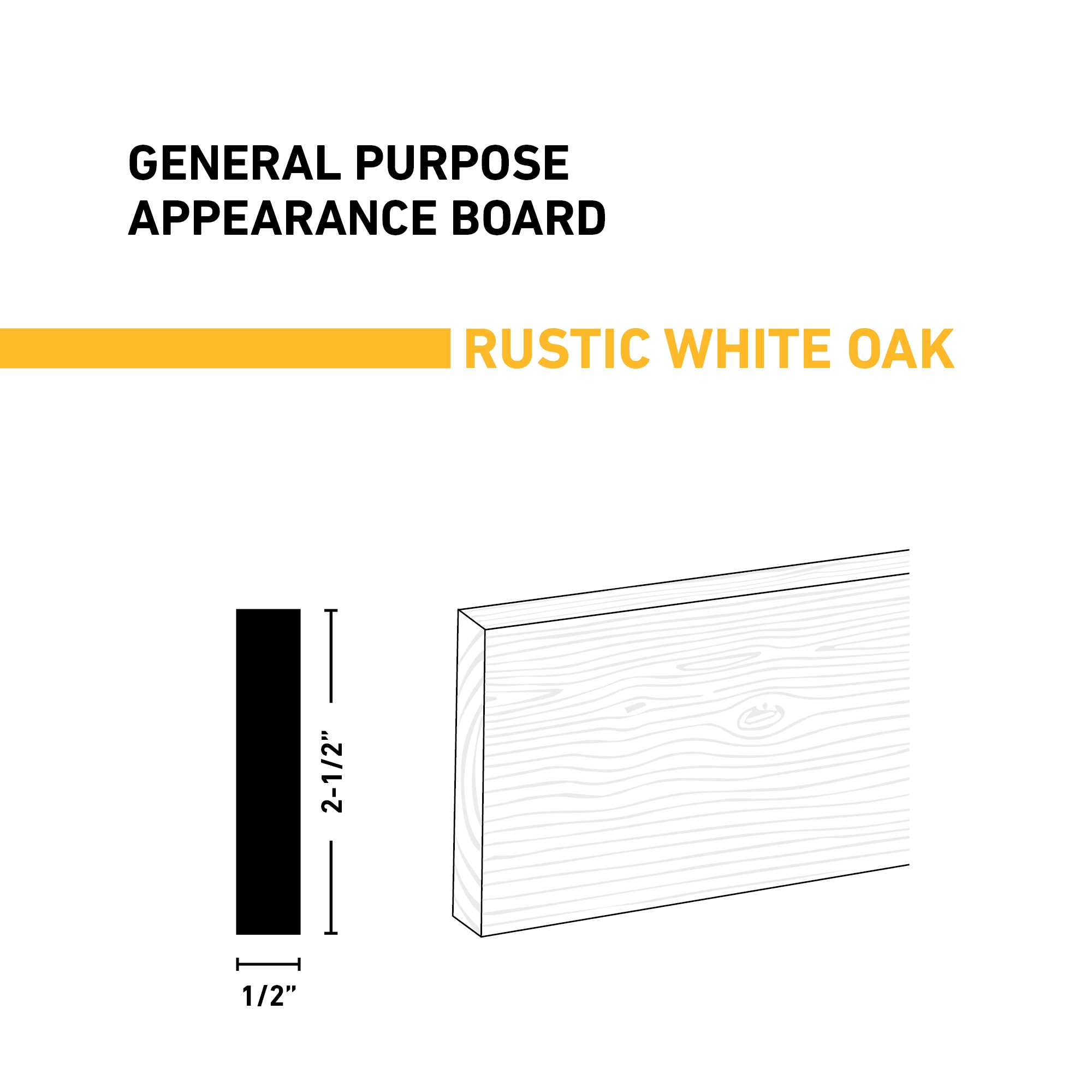Ornamental Mouldings BRDRUS 1-2X3X4WOAK Appearance-Boards - View #2