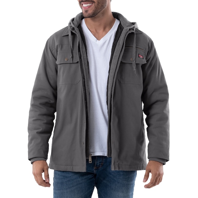Wrangler Men's Charcoal Canvas Hooded Insulated Work Jacket (Medium) in the  Work Jackets & Coats department at 